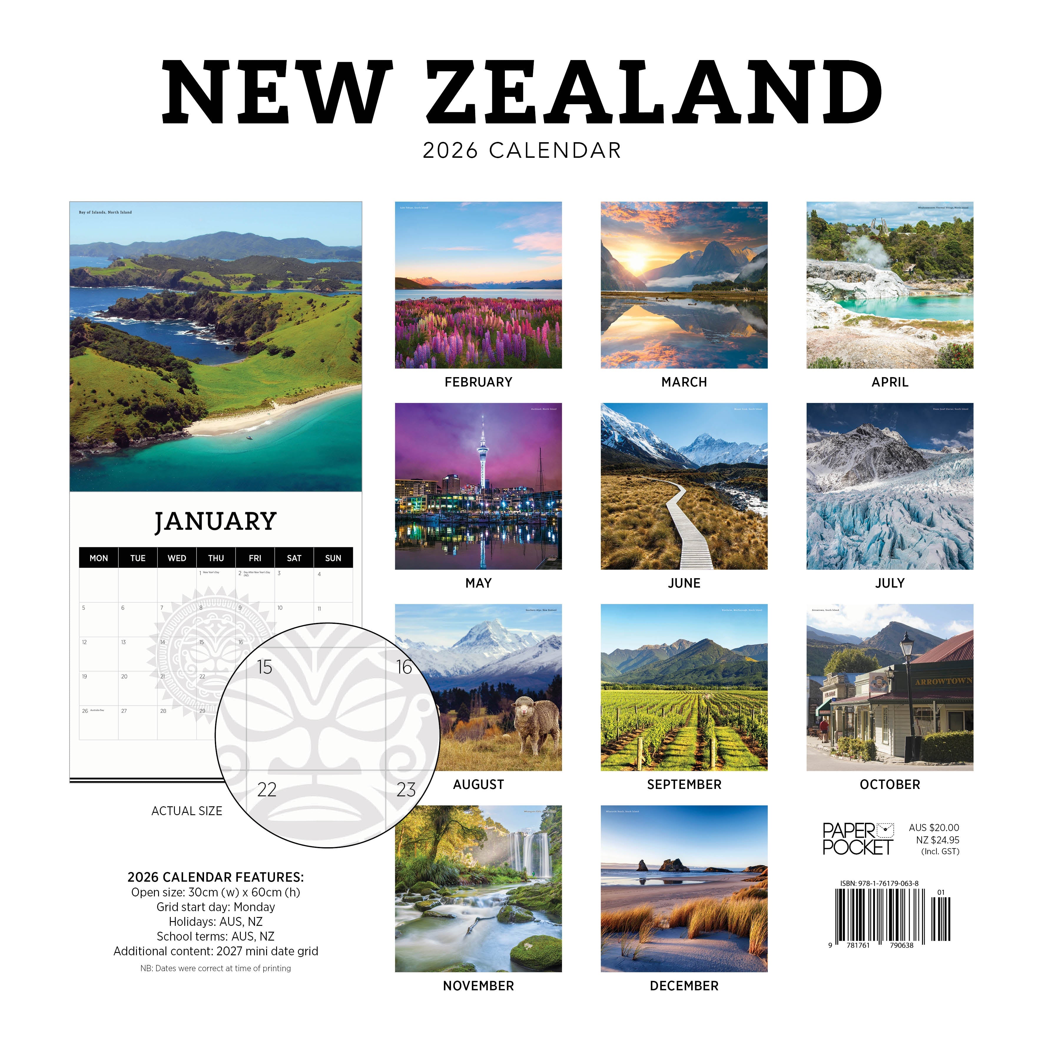 2026 New Zealand - Square Wall Calendar