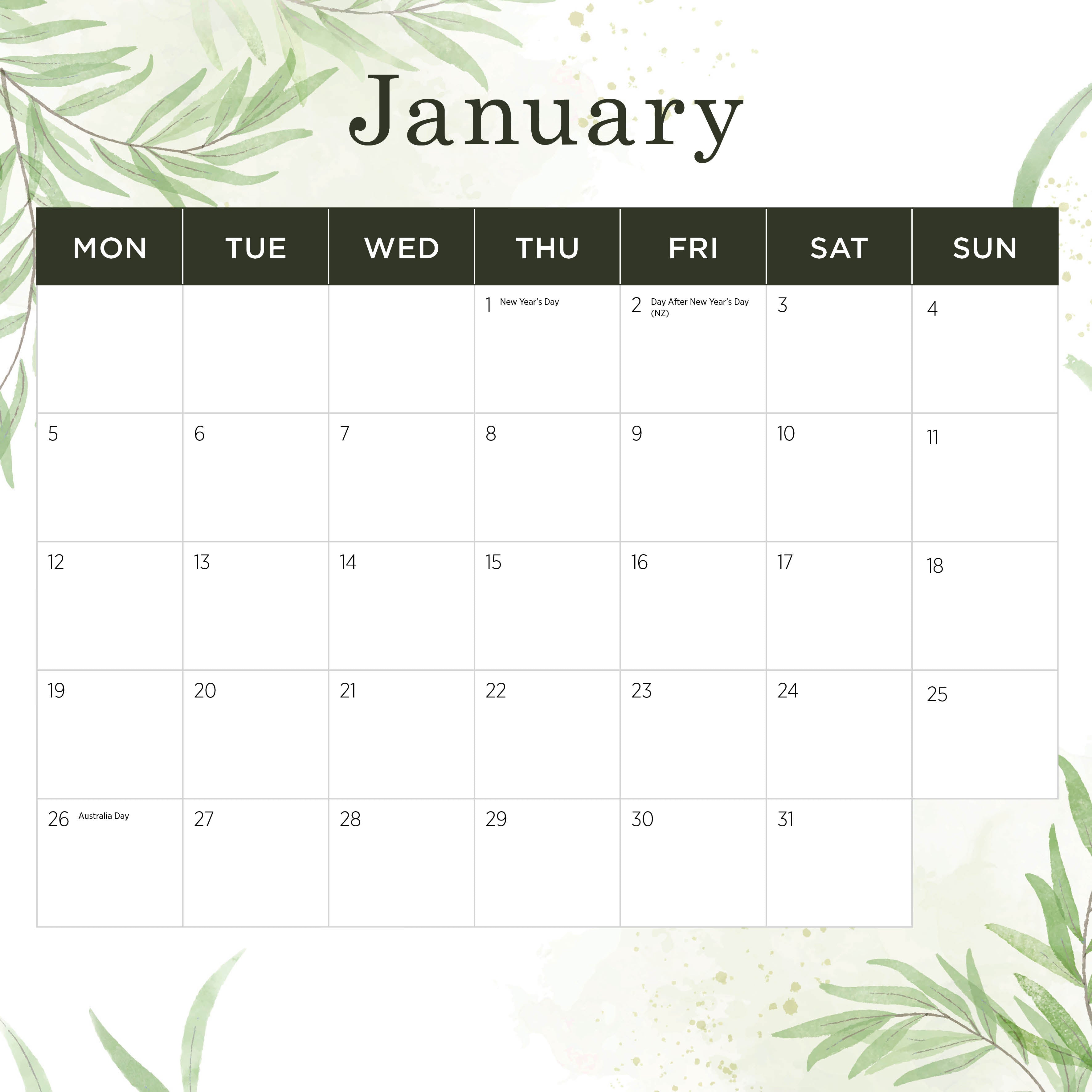 2026 Our Australia Flowers - Square Wall Calendar