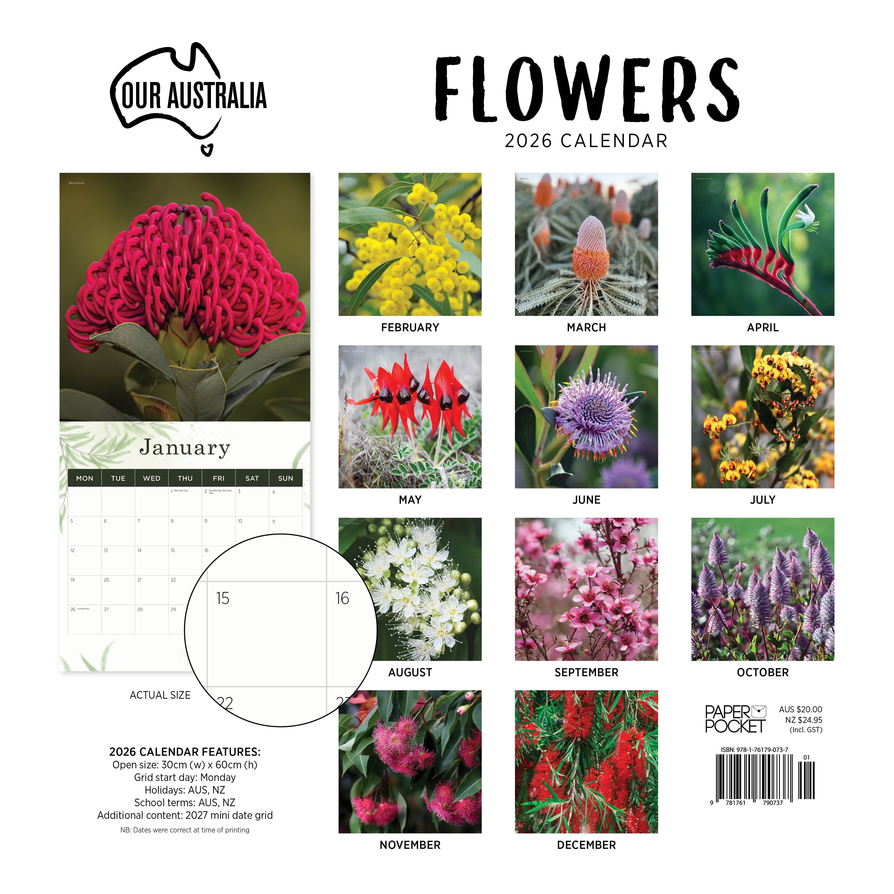 2026 Our Australia Flowers - Square Wall Calendar