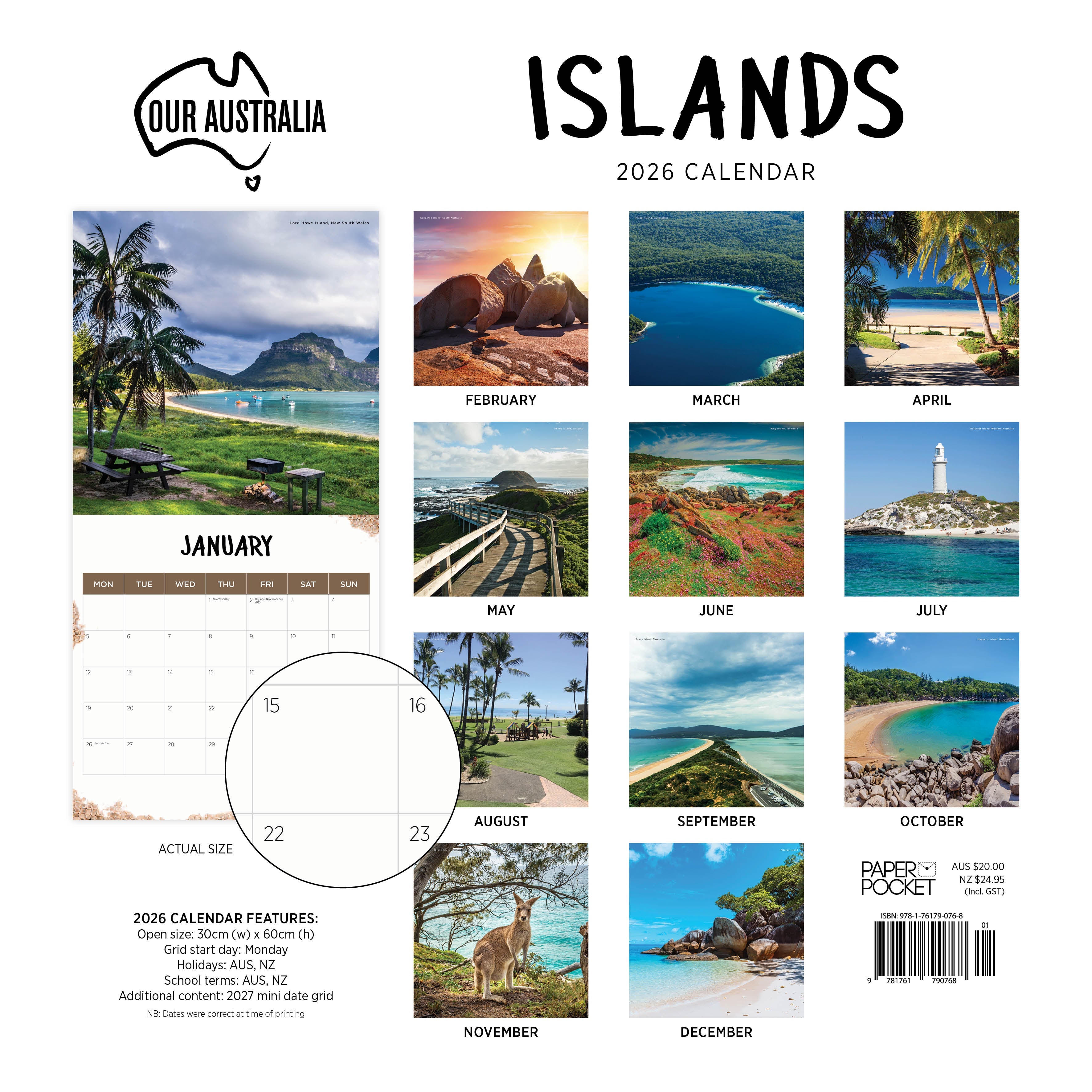 2026 Our Australia Islands - Square Wall Calendar