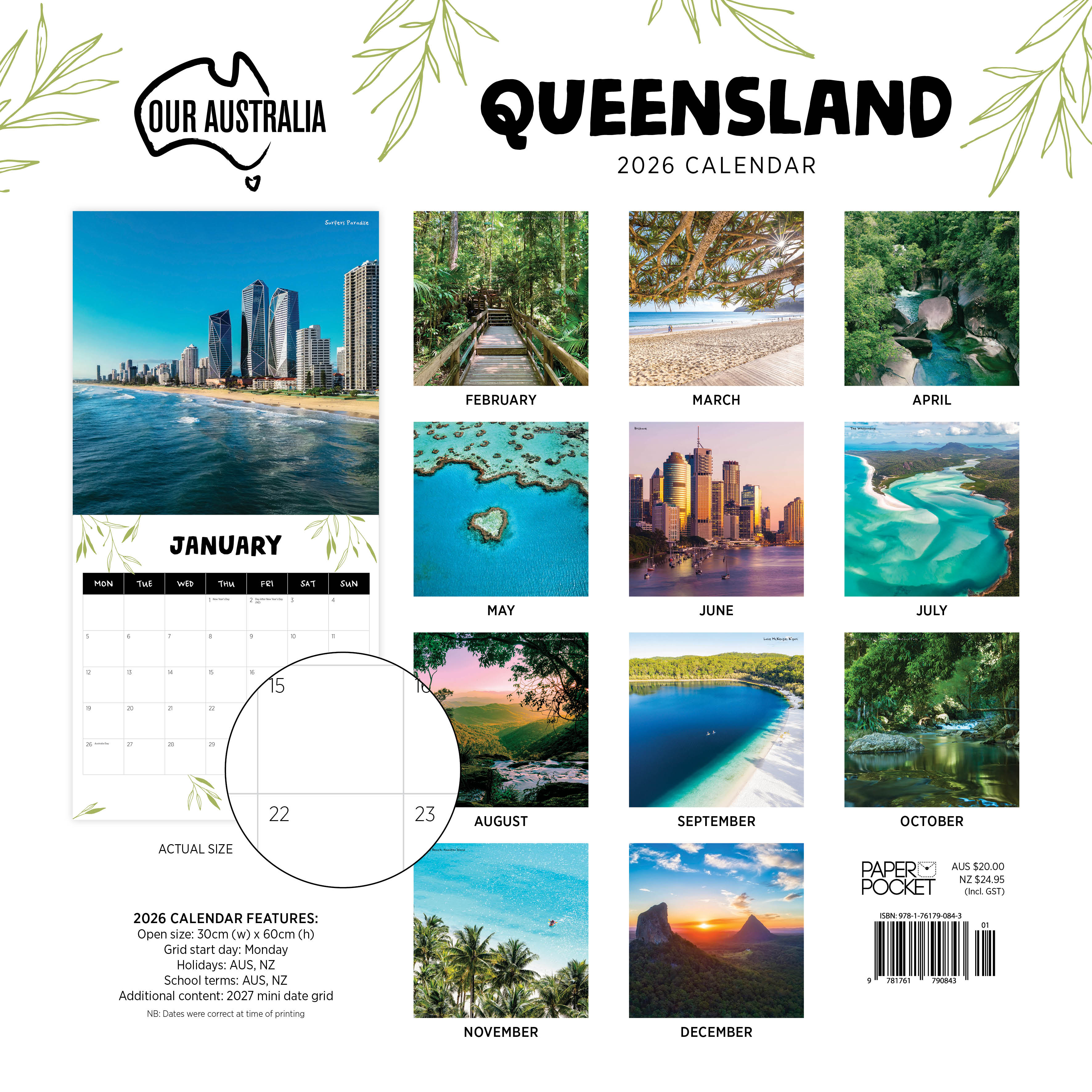 2026 Our Australia Queensland - Square Wall Calendar