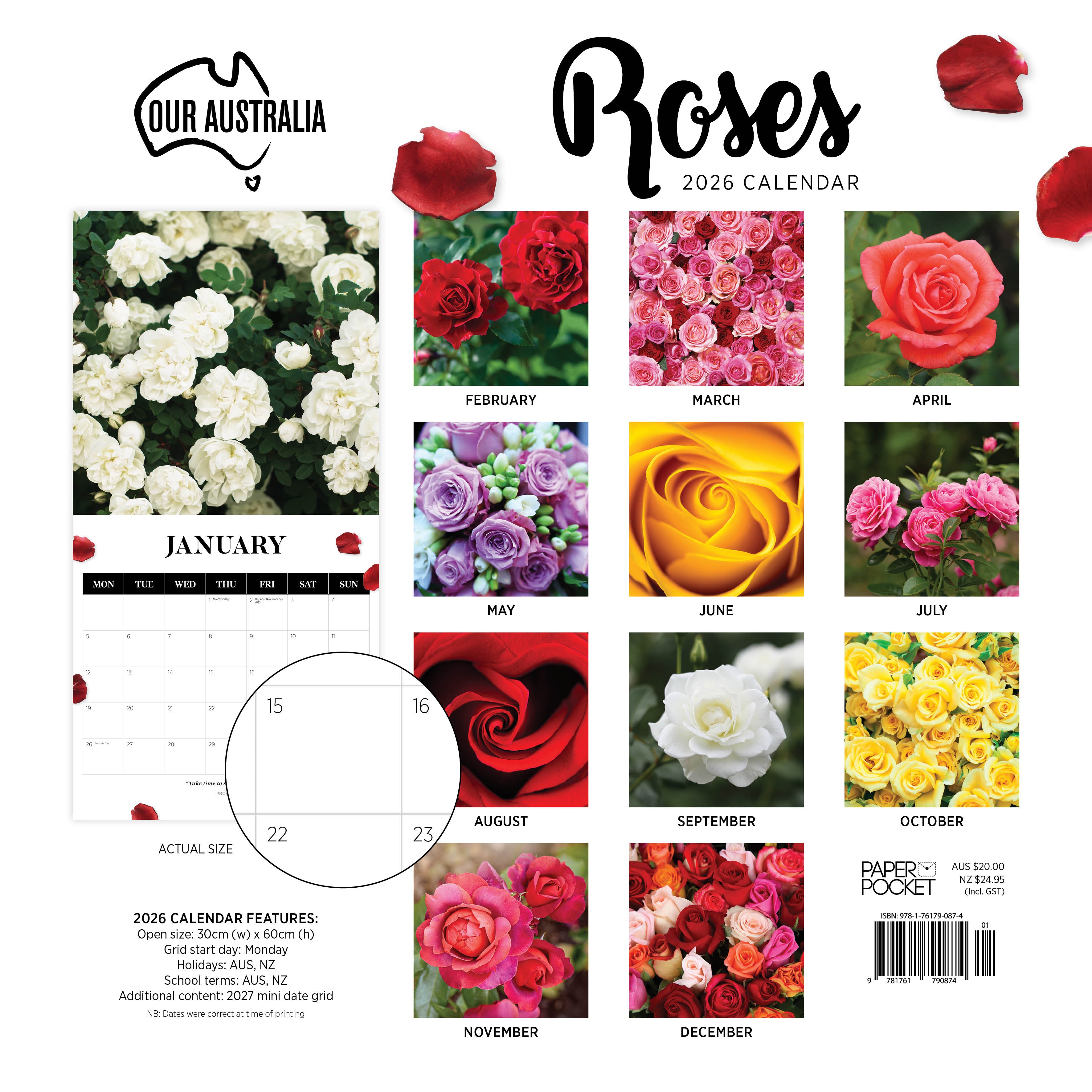 2026 Our Australia Roses - Square Wall Calendar
