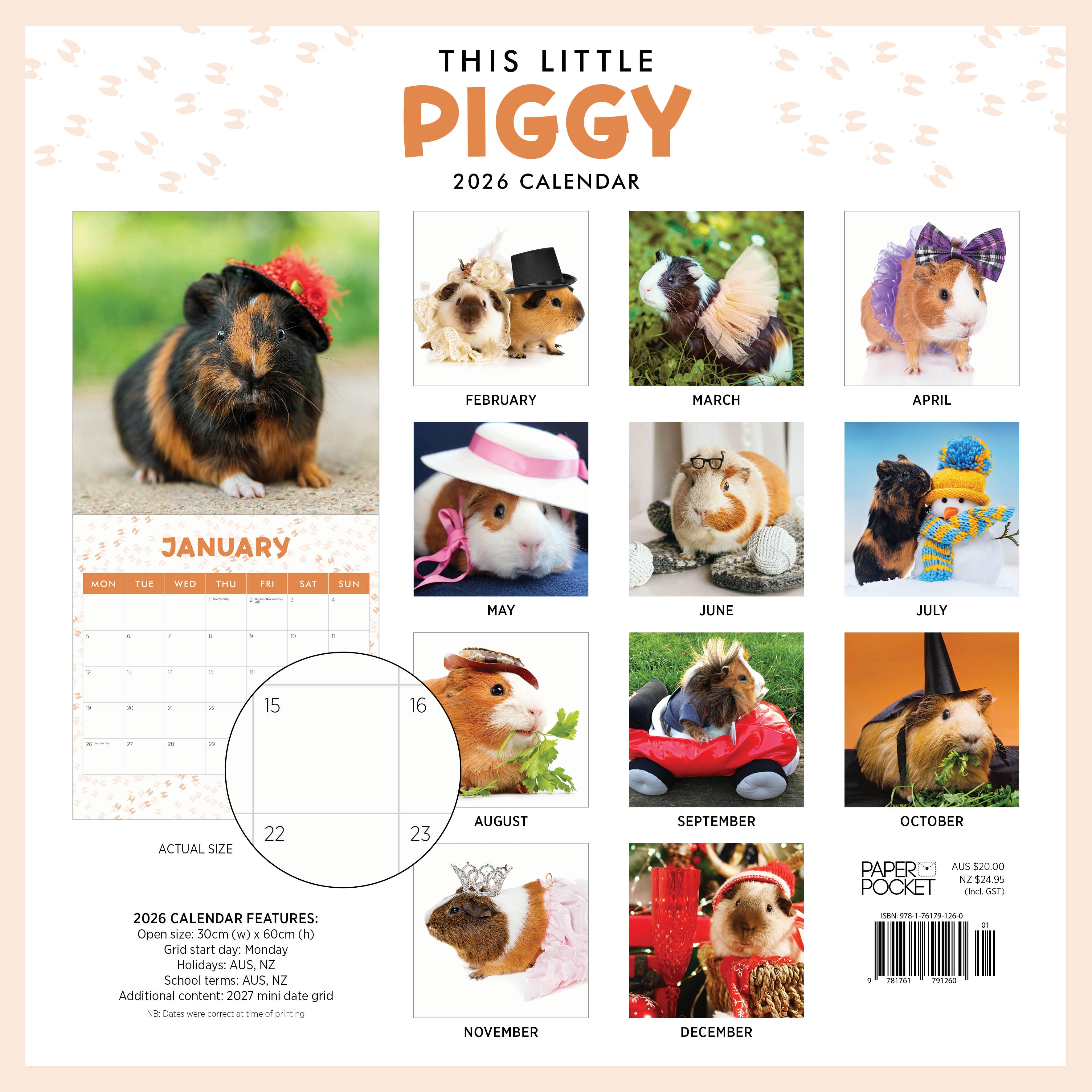 2026 This Little Piggy - Square Wall Calendar