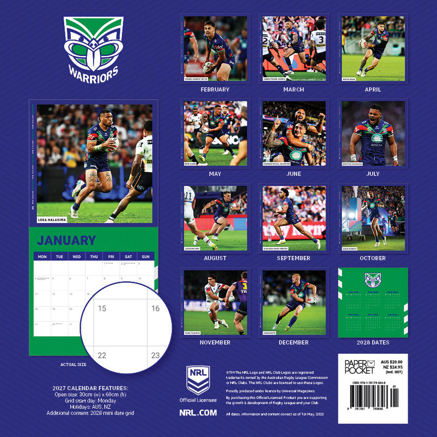 2027 NRL NZ Warriors calendar – image 4