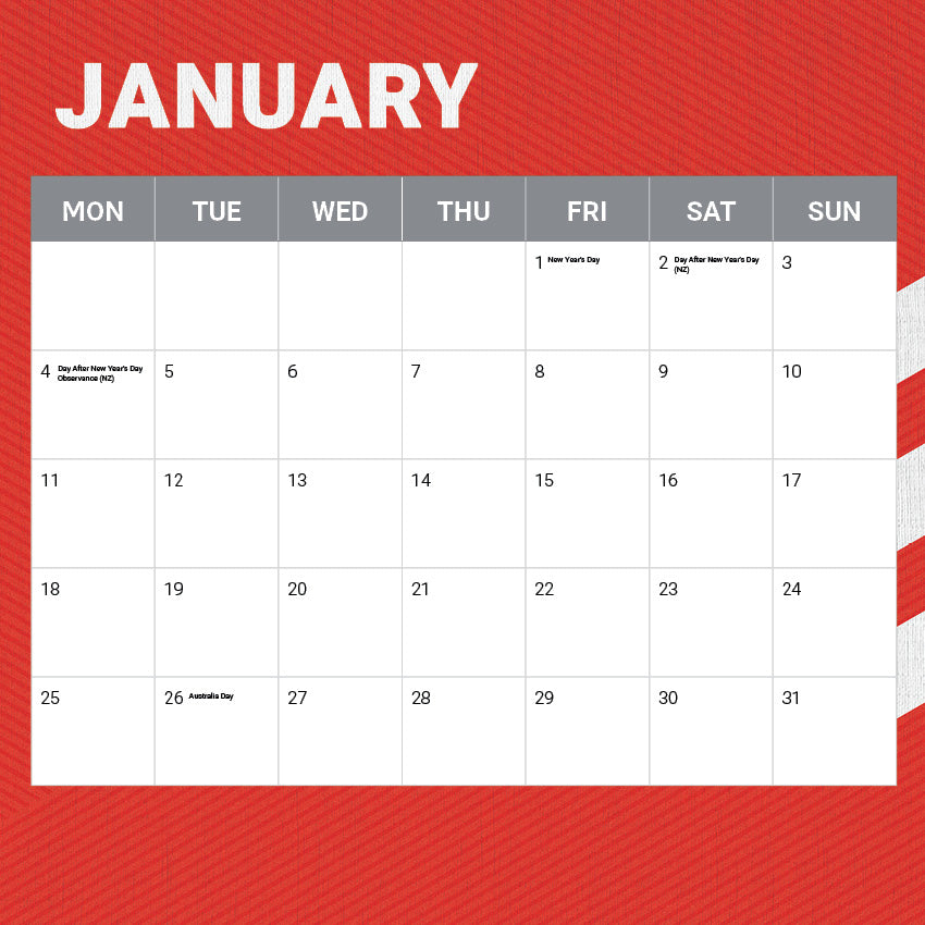 2027 NRL St George Illawarra Dragons calendar – image 3