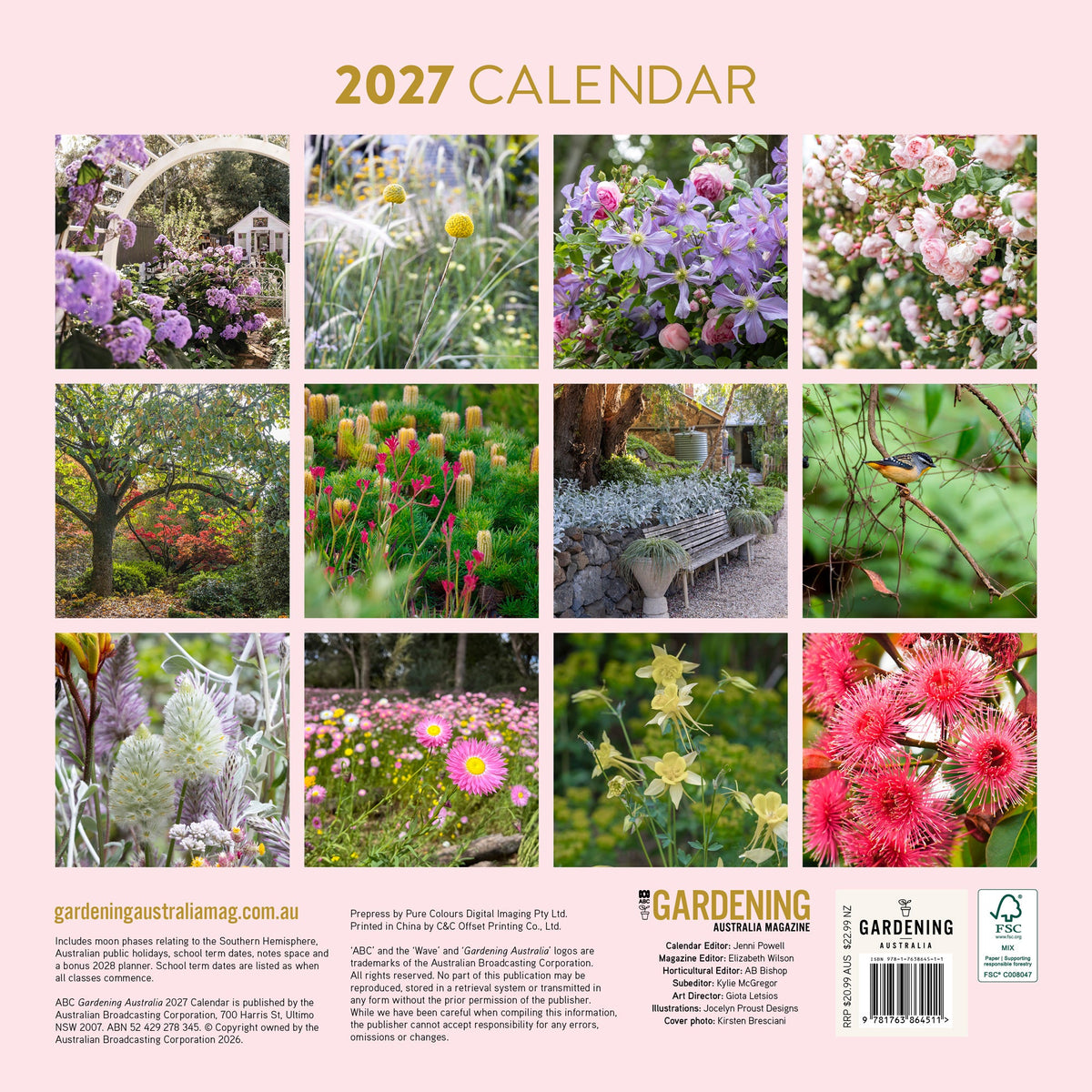 2027 ABC Gardening Australia wall calendar — back cover
