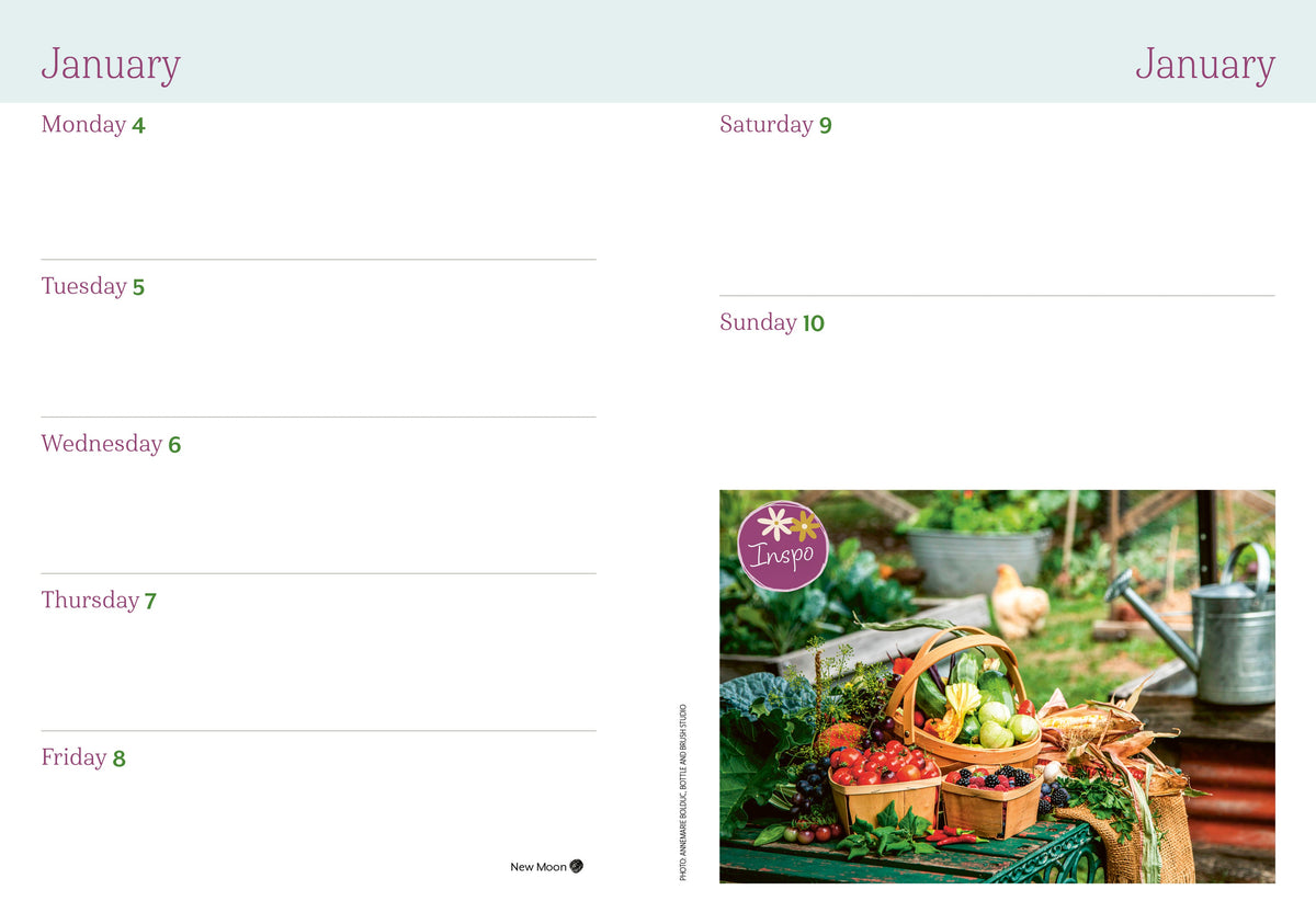 2027 ABC Organic Gardener - Weekly Diary/Planner — January weekly spread