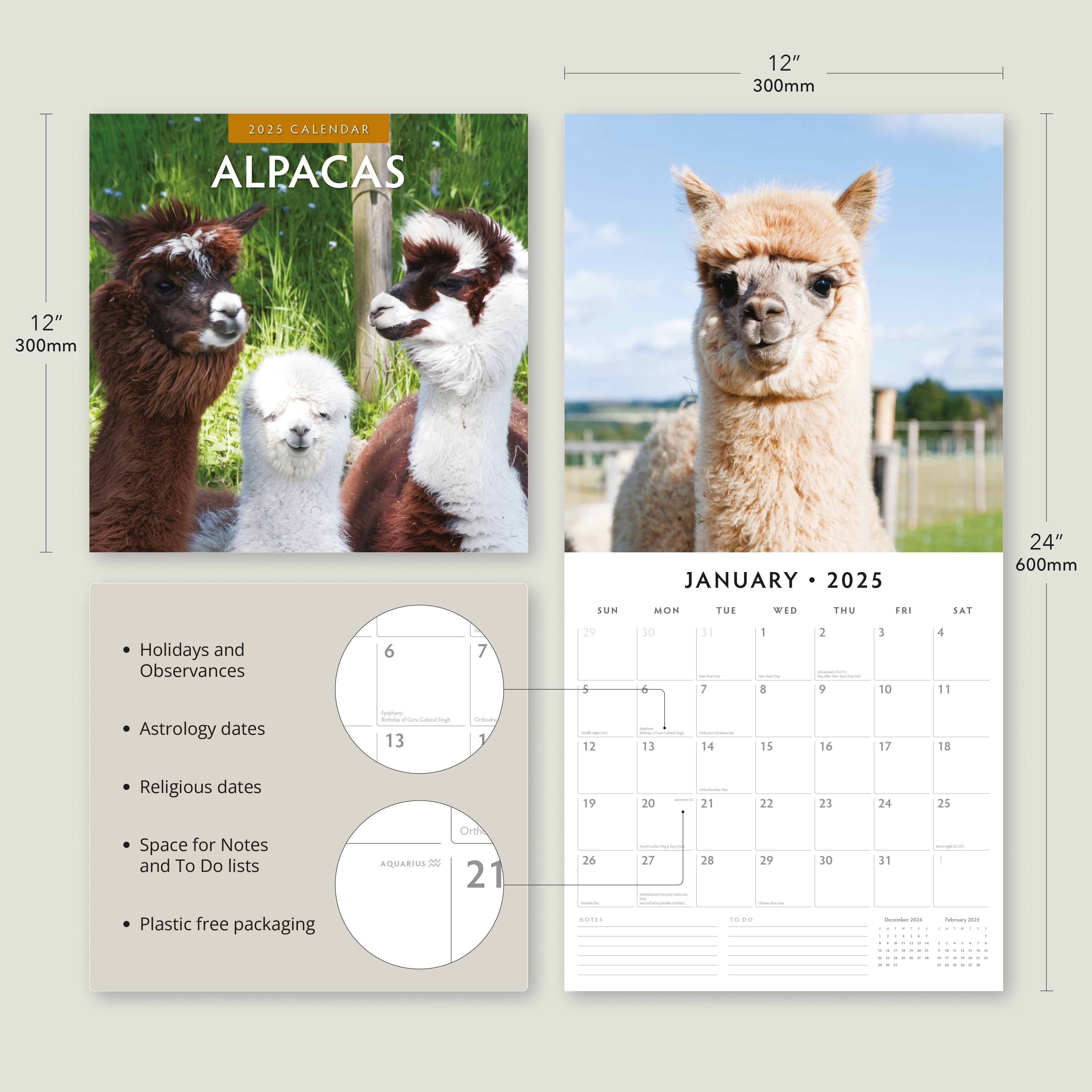 2025 Alpacas Square Wall Calendar