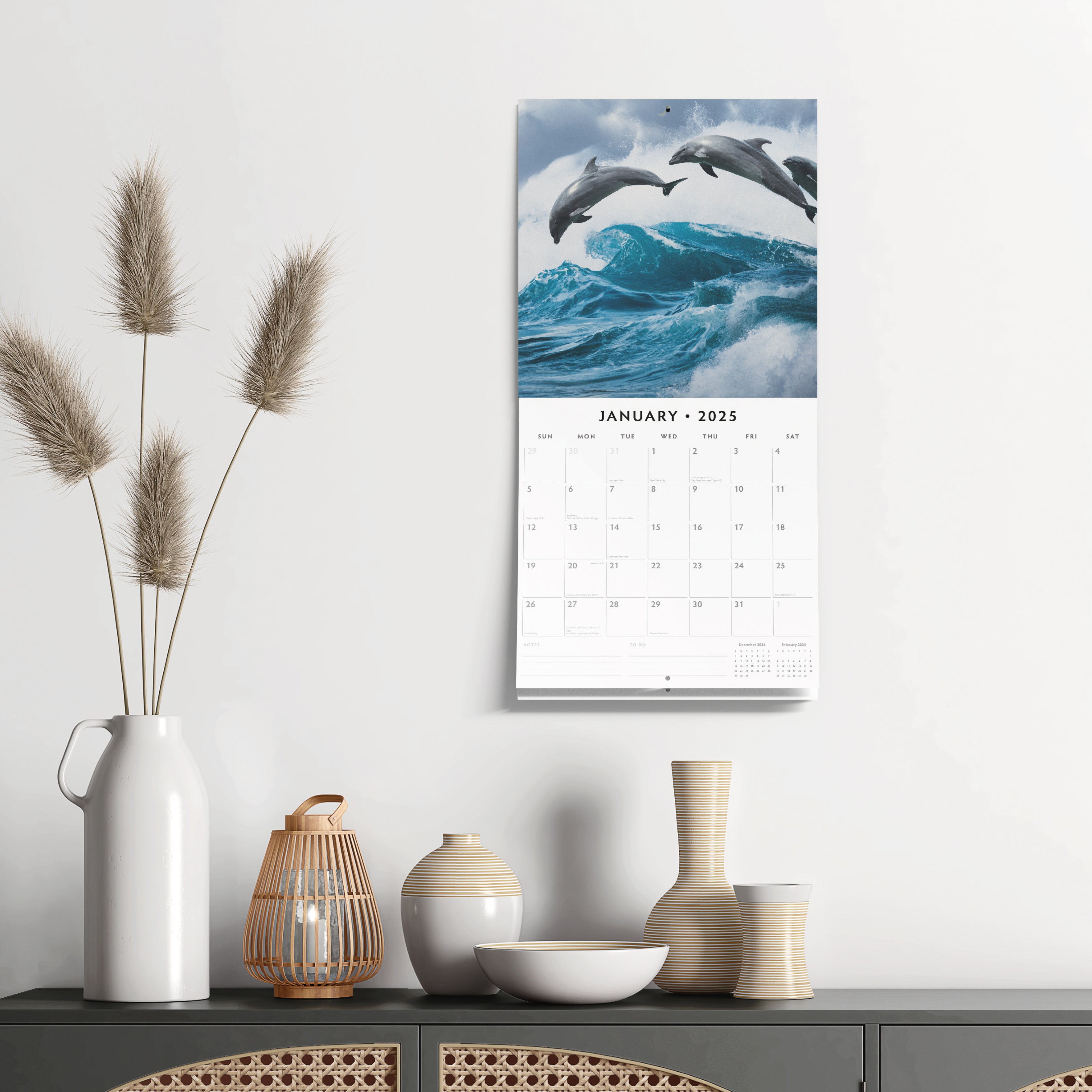 2025 Dolphins - Square Wall Calendar