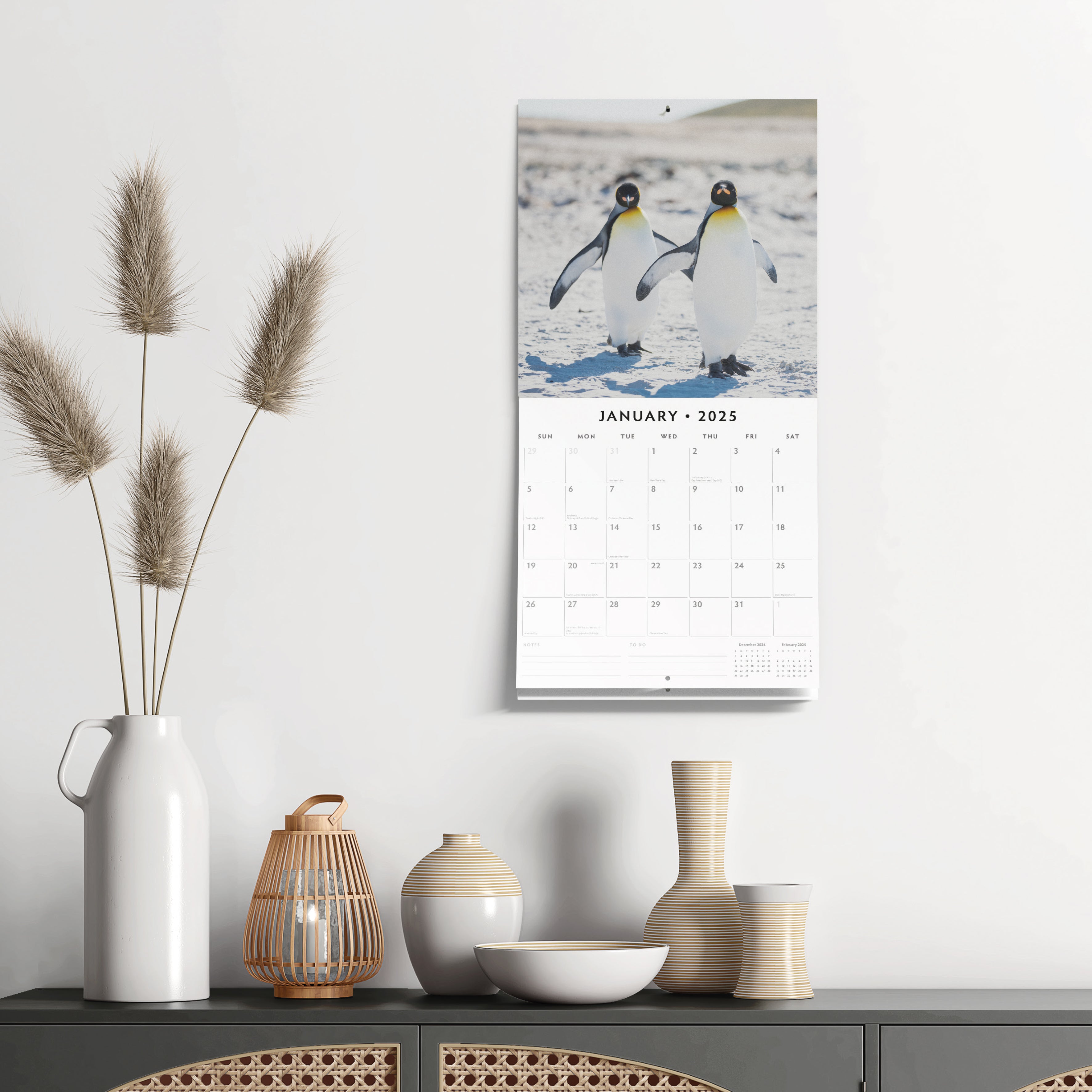 2025 Penguins - Square Wall Calendar