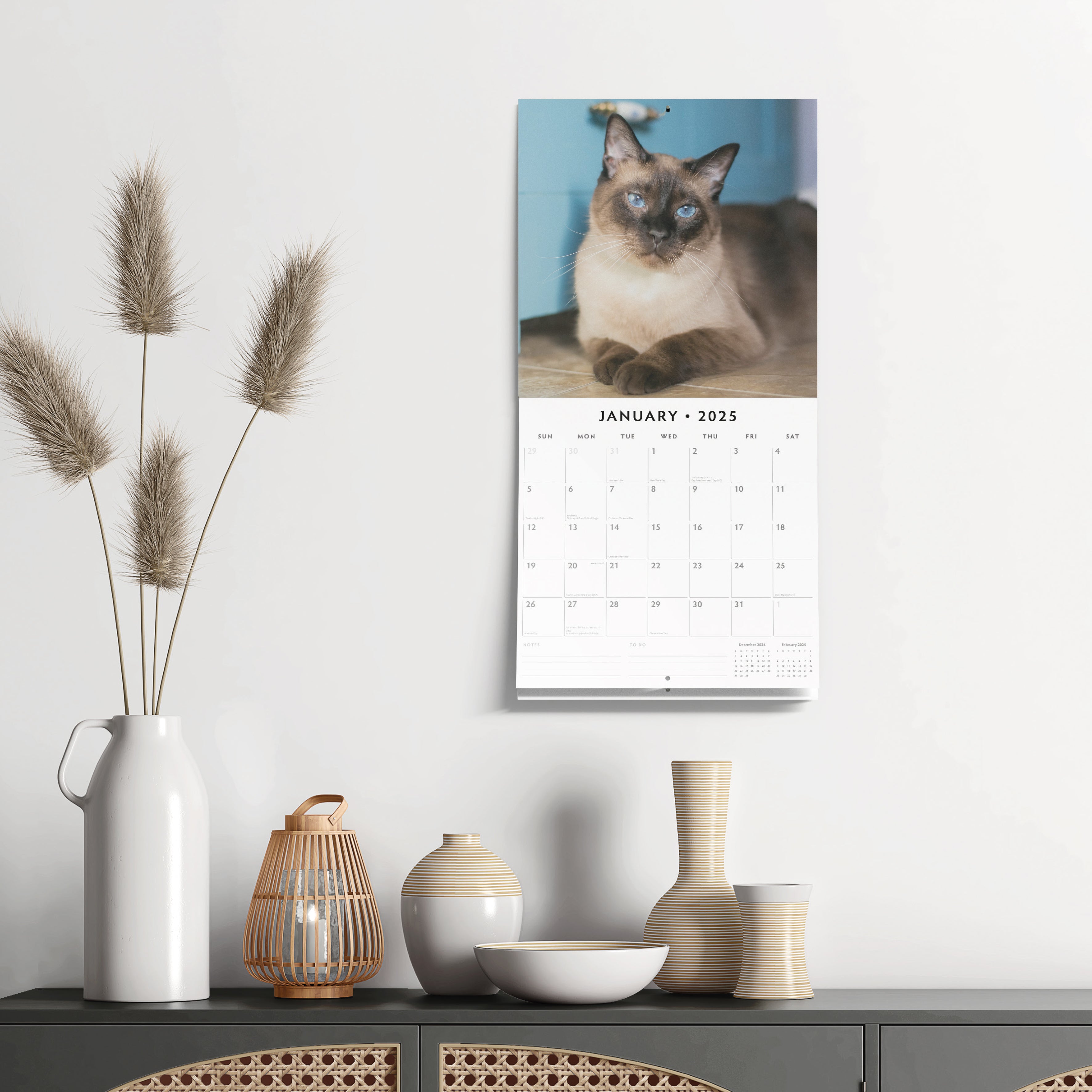 2025 Siamese Cats - Square Wall Calendar