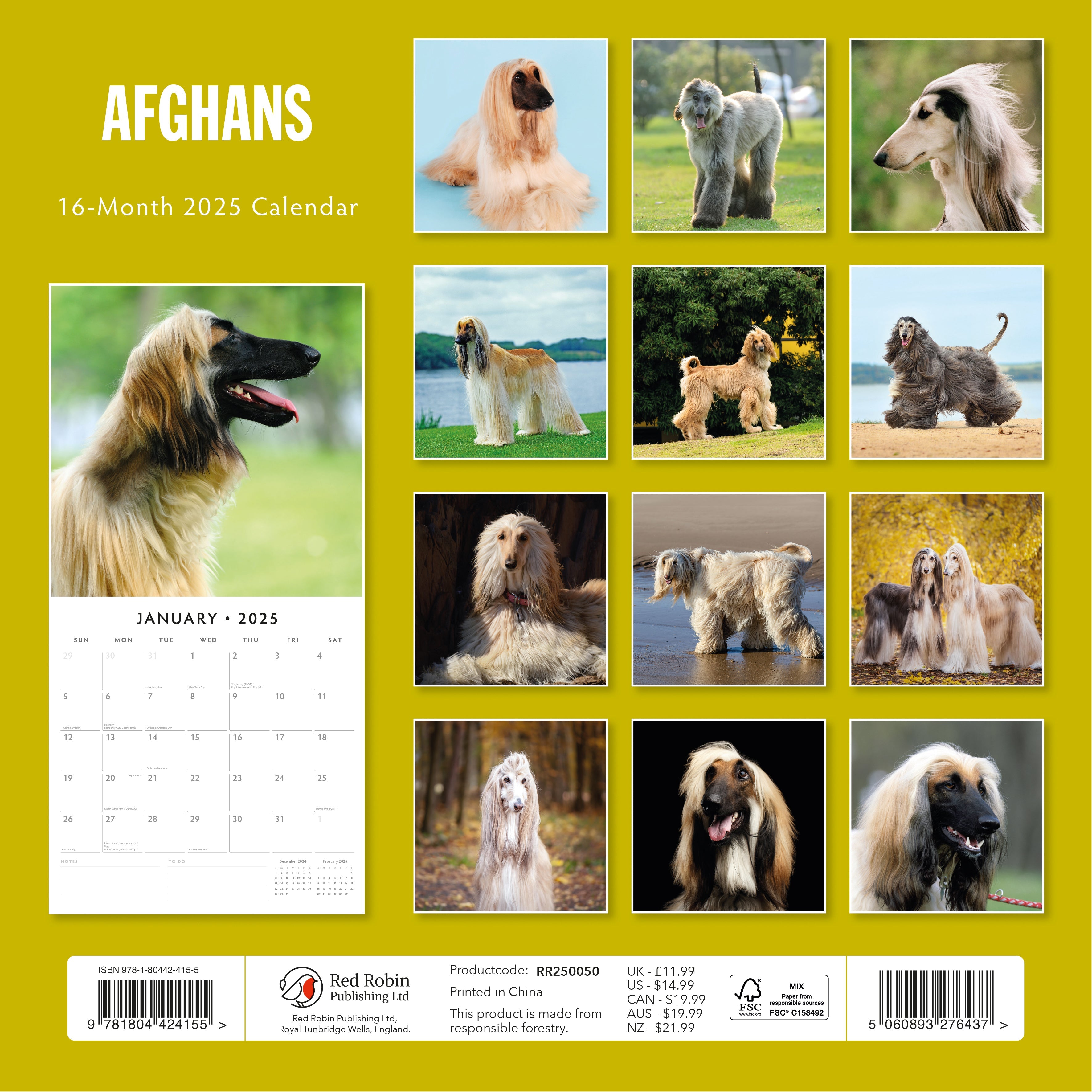 2025 Afghans - Square Wall Calendar