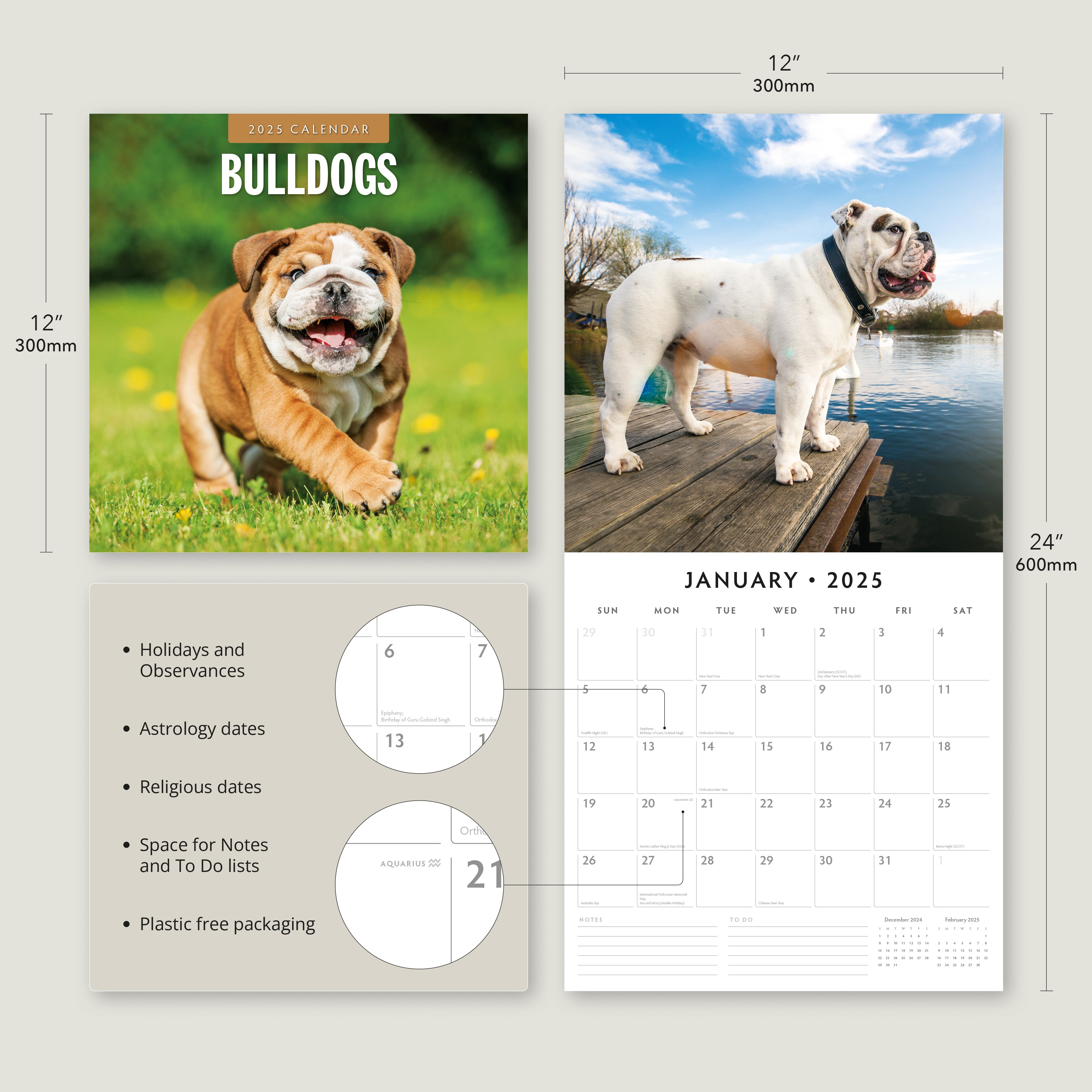 2025 Bulldogs - Square Wall Calendar