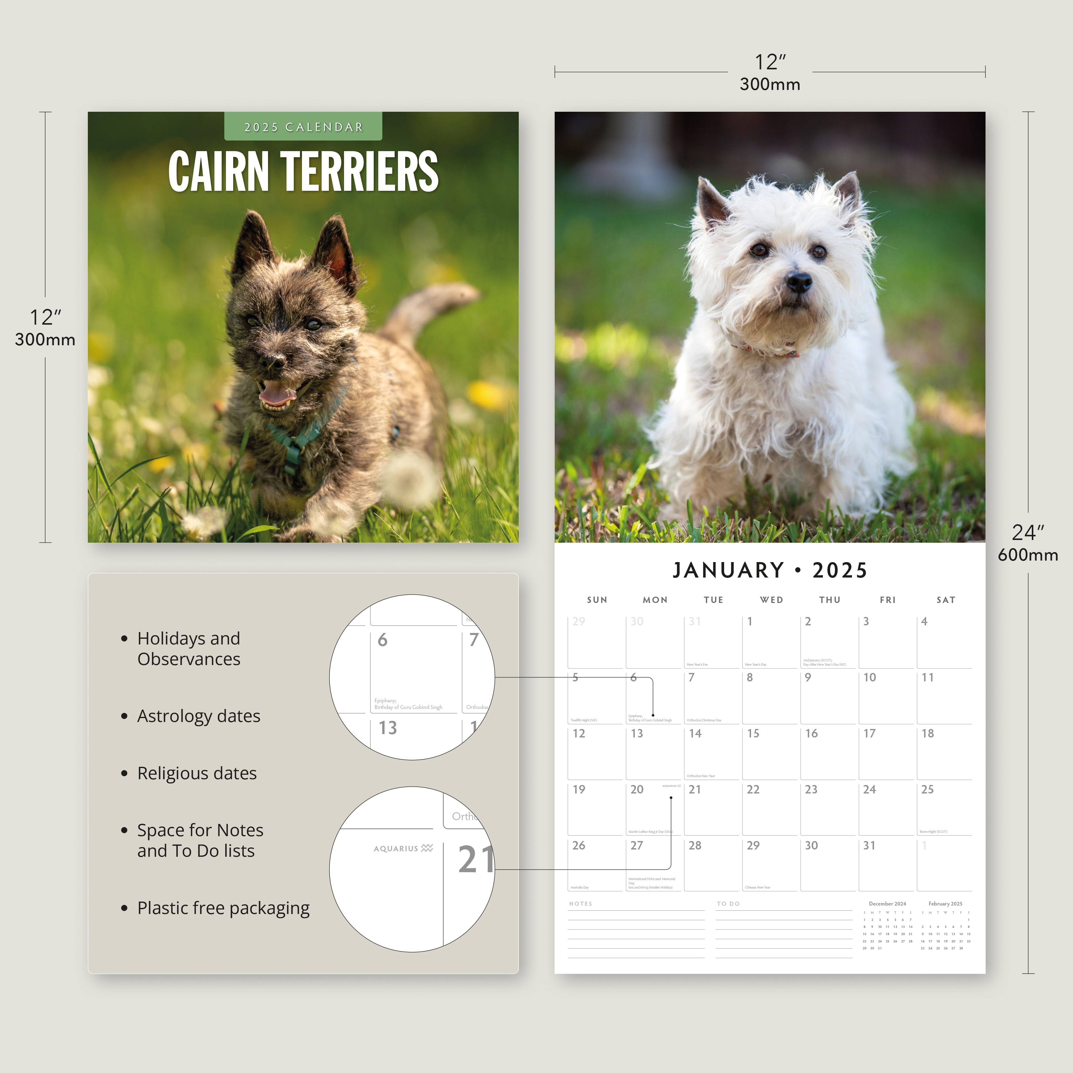 2025 Cairn Terriers - Square Wall Calendar