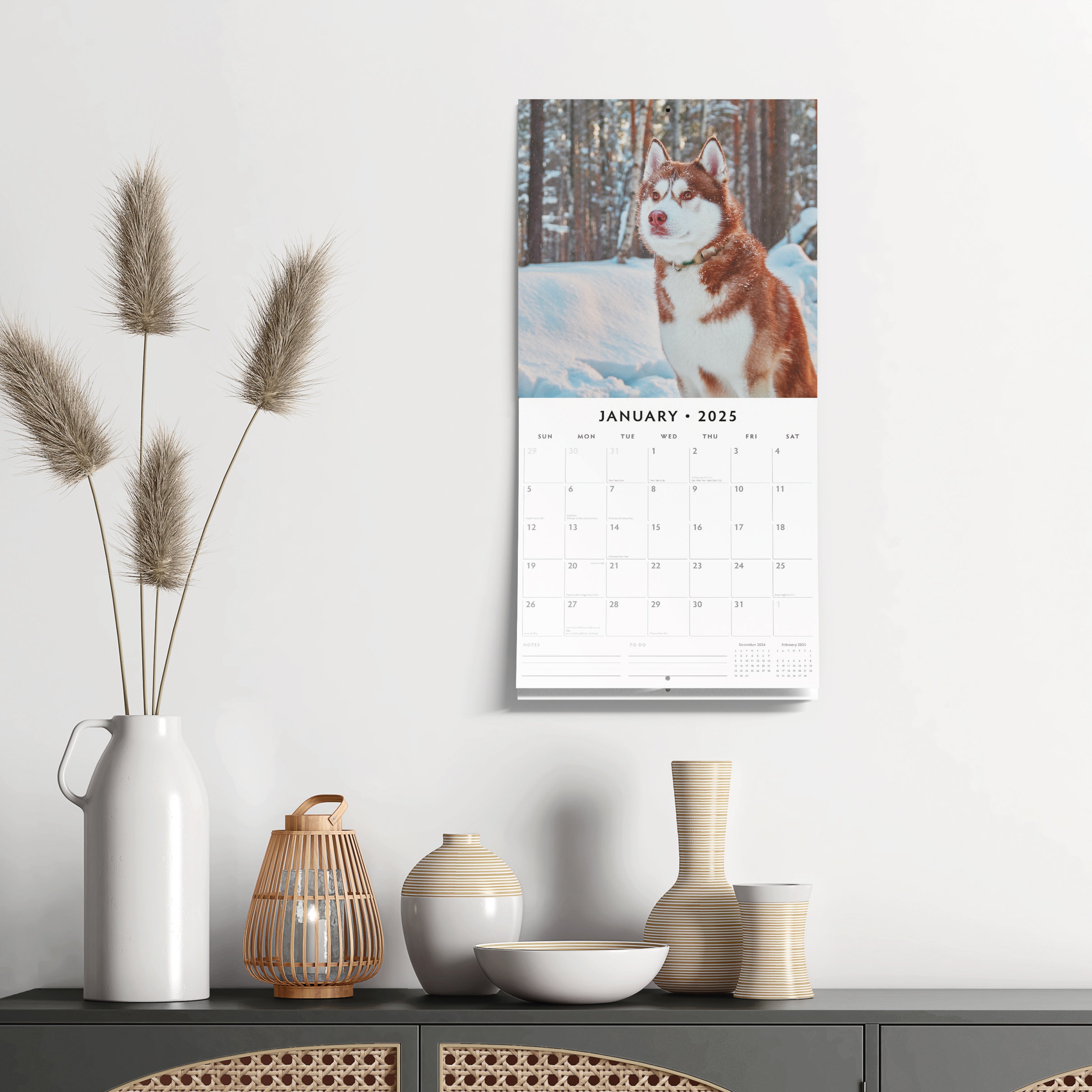 2025 Huskies - Square Wall Calendar