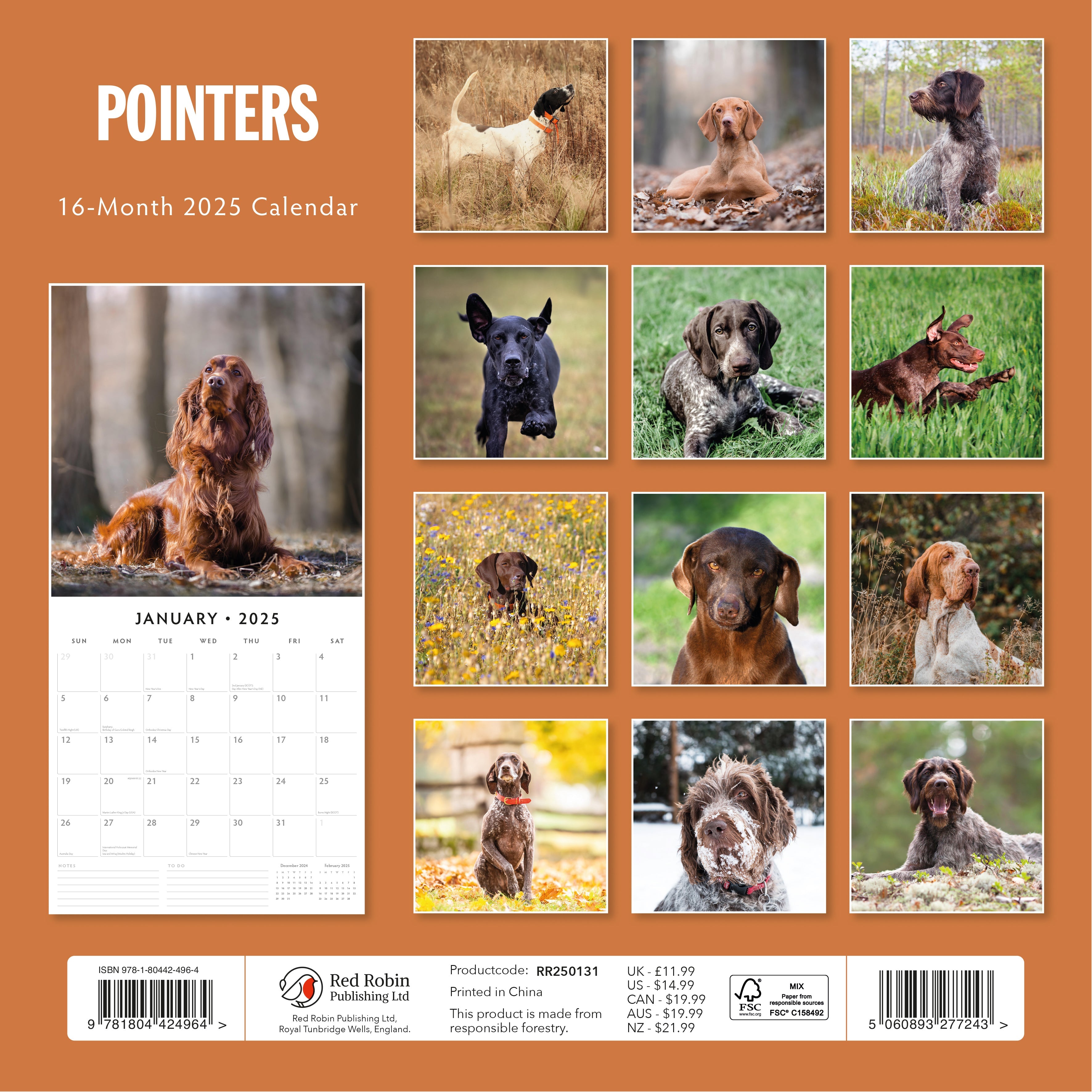 2025 Pointers - Square Wall Calendar