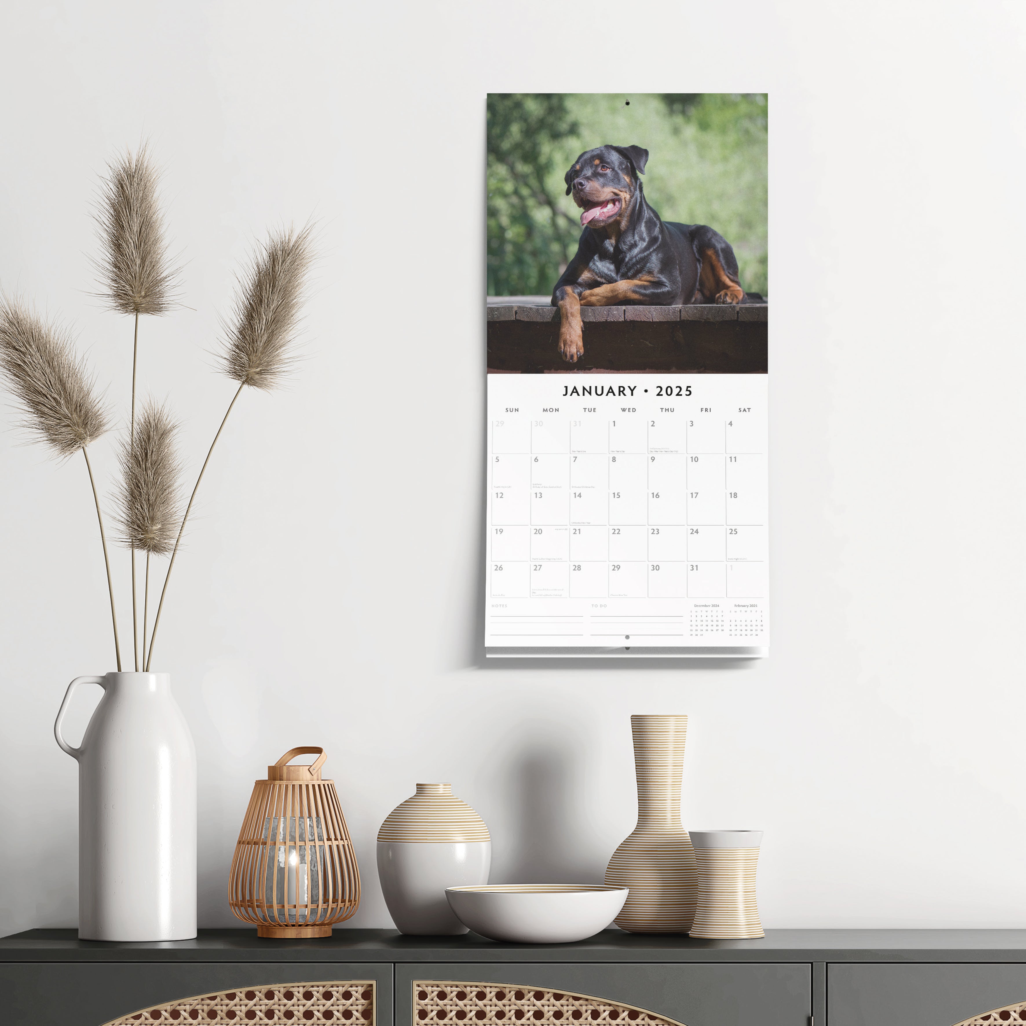 2025 Rottweilers - Square Wall Calendar