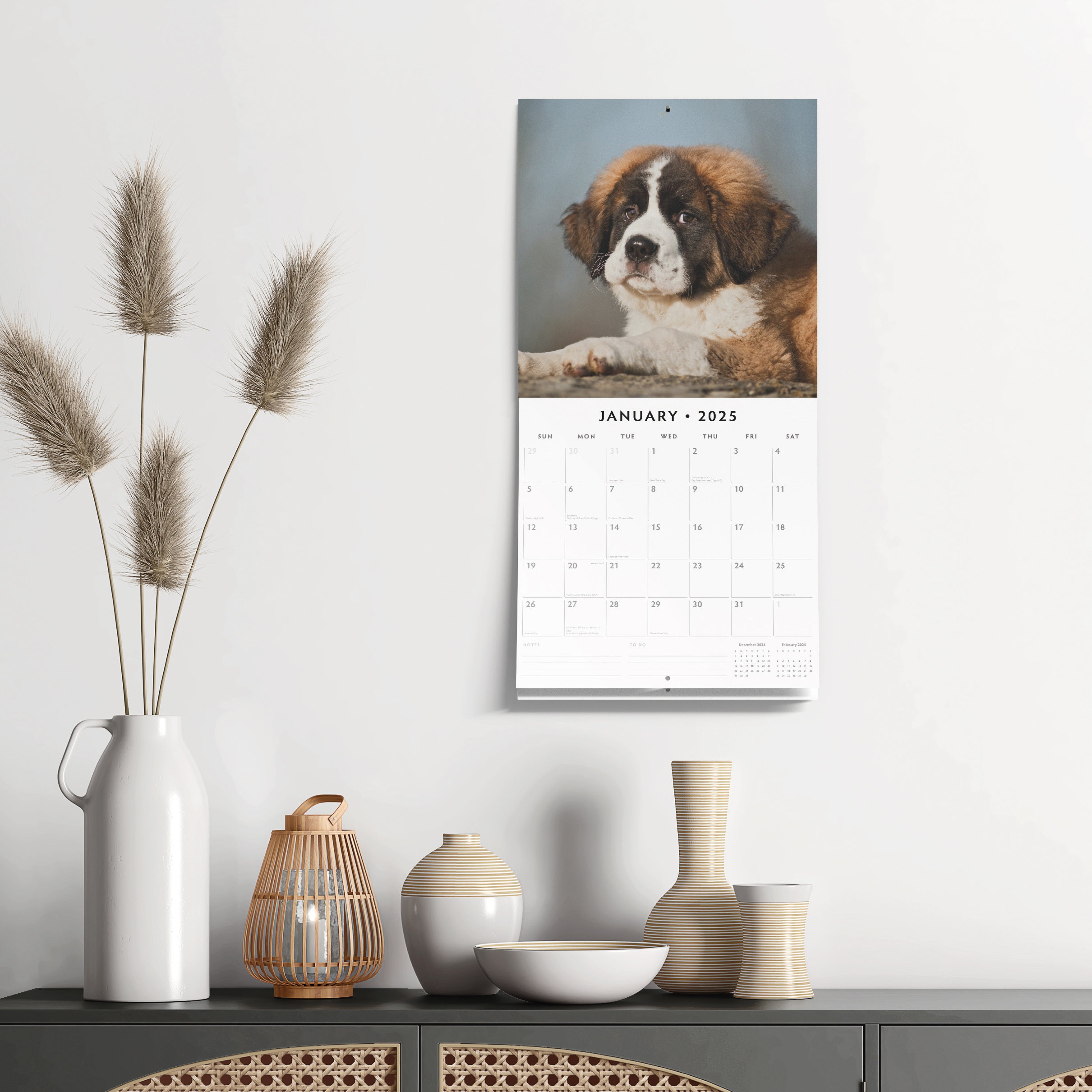 2025 Saint Bernards - Square Wall Calendar