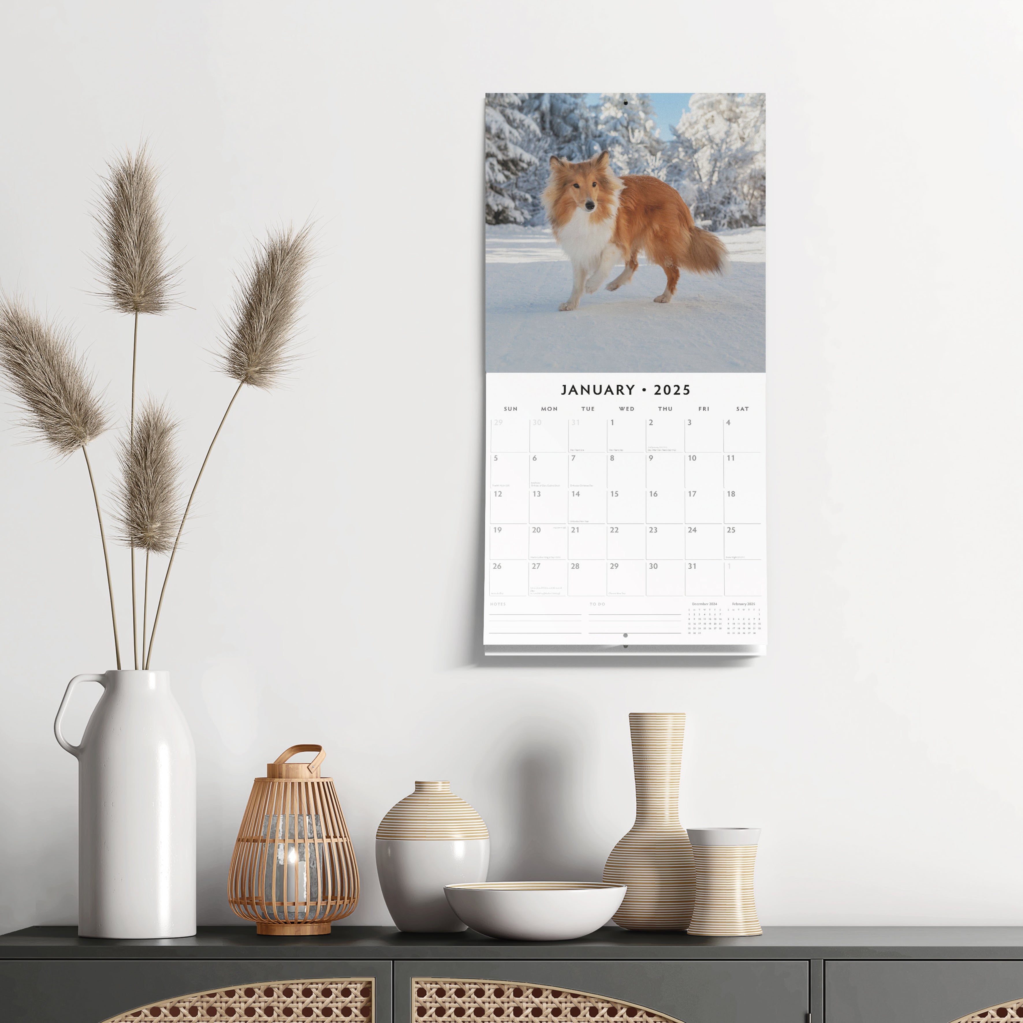 2025 Shetland Sheepdogs - Square Wall Calendar