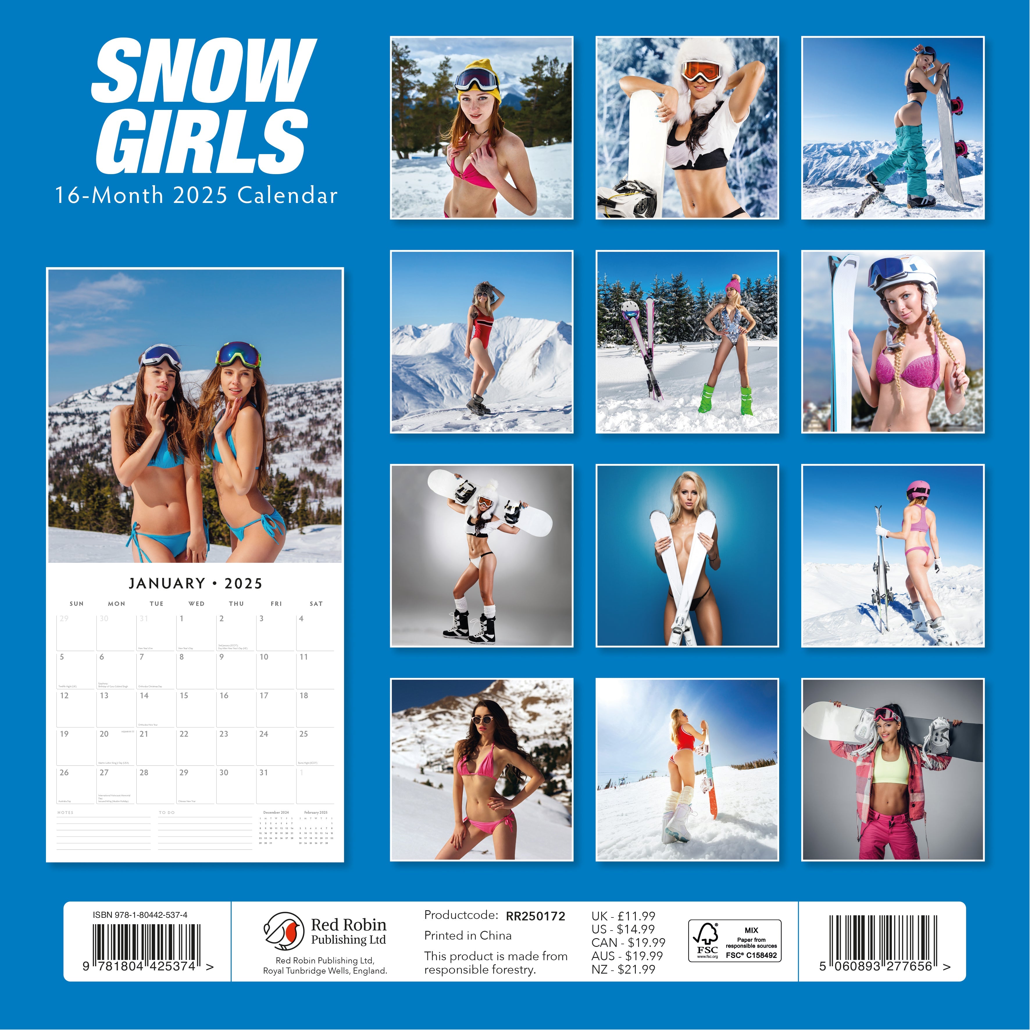 2025 Snow Girls - Square Wall Calendar