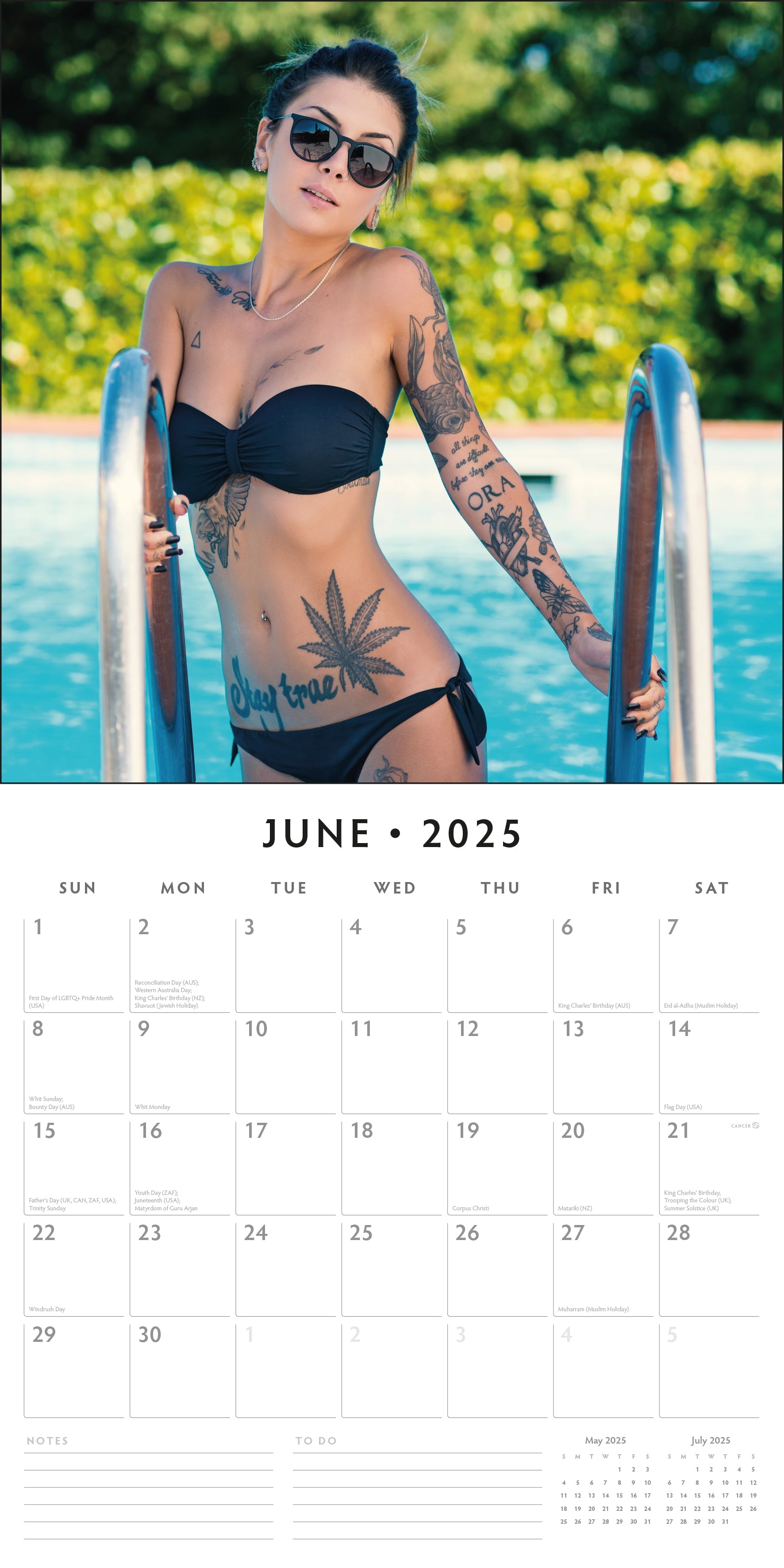 2025 Tattoo Girls - Square Wall Calendar