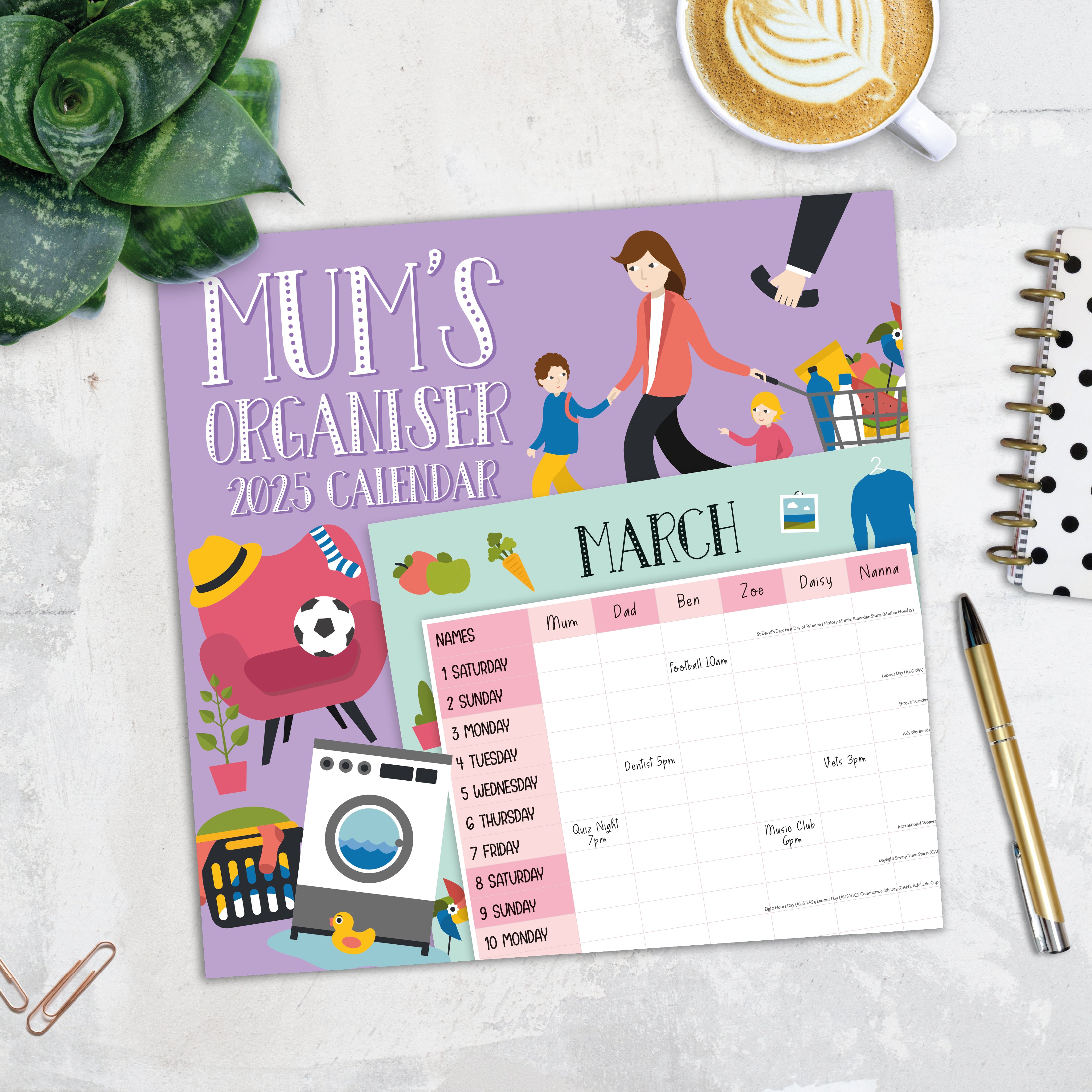 2025 Mum's Organiser - Square Wall Calendar