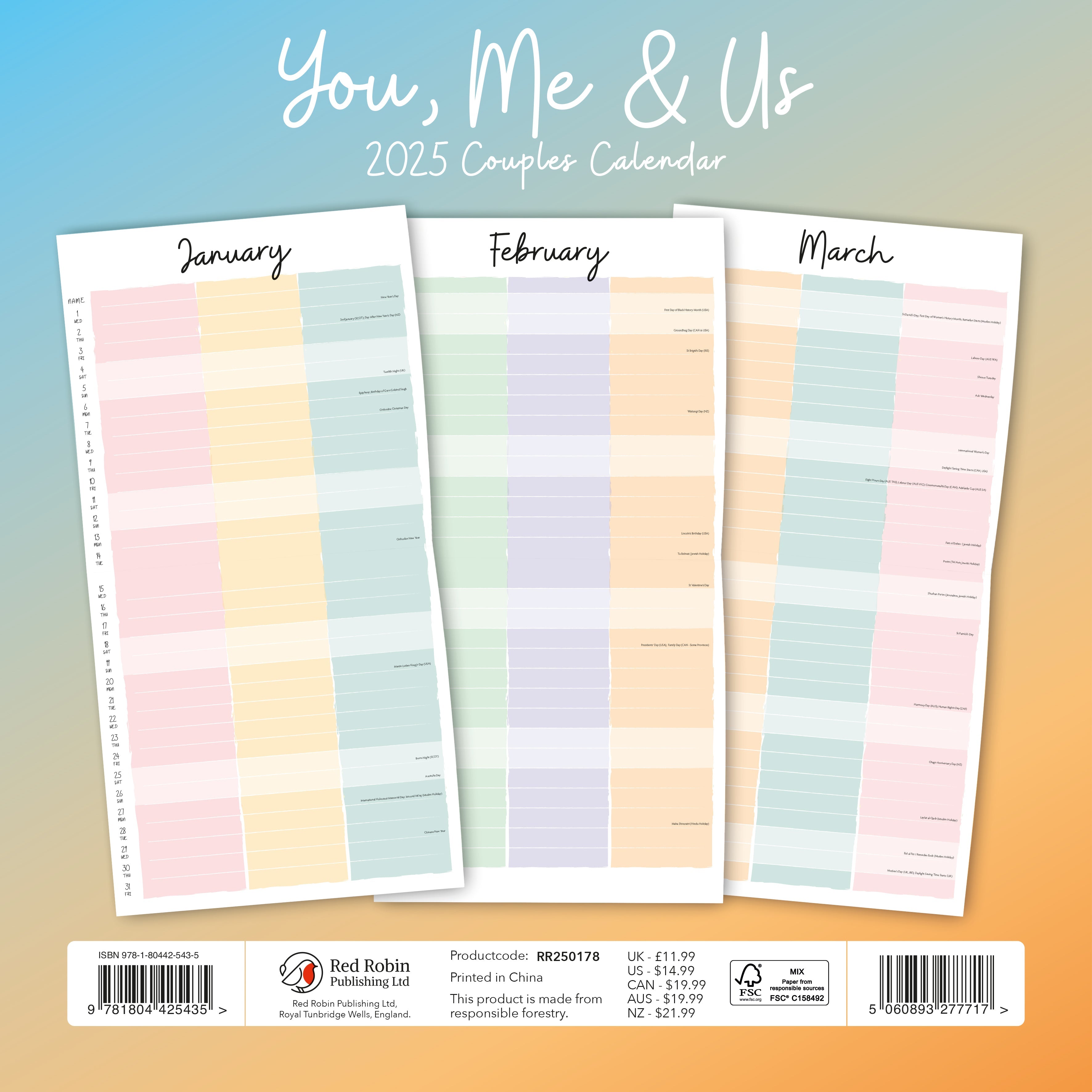 2025 You, Me & Us - Square Wall Calendar