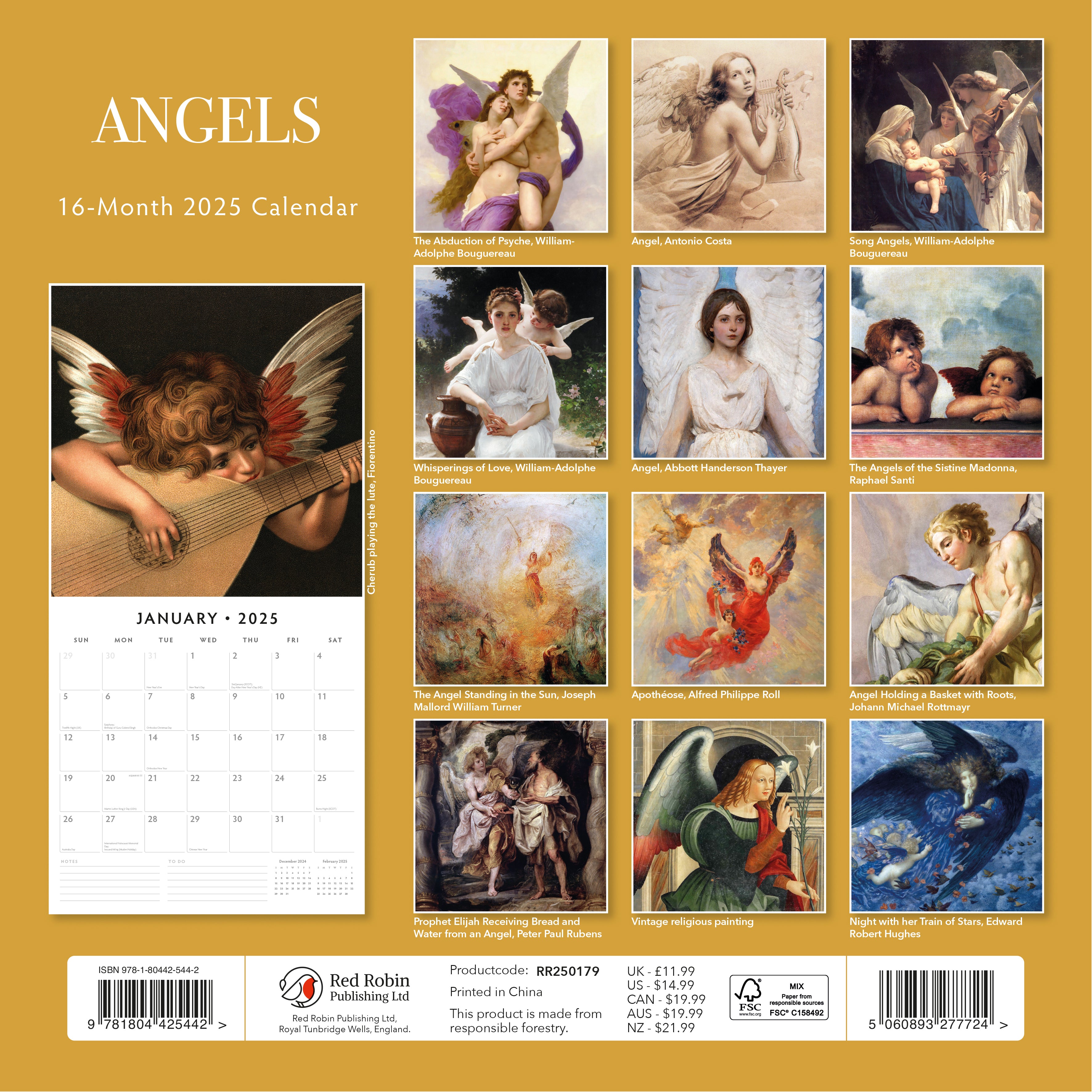 2025 Angels - Square Wall Calendar