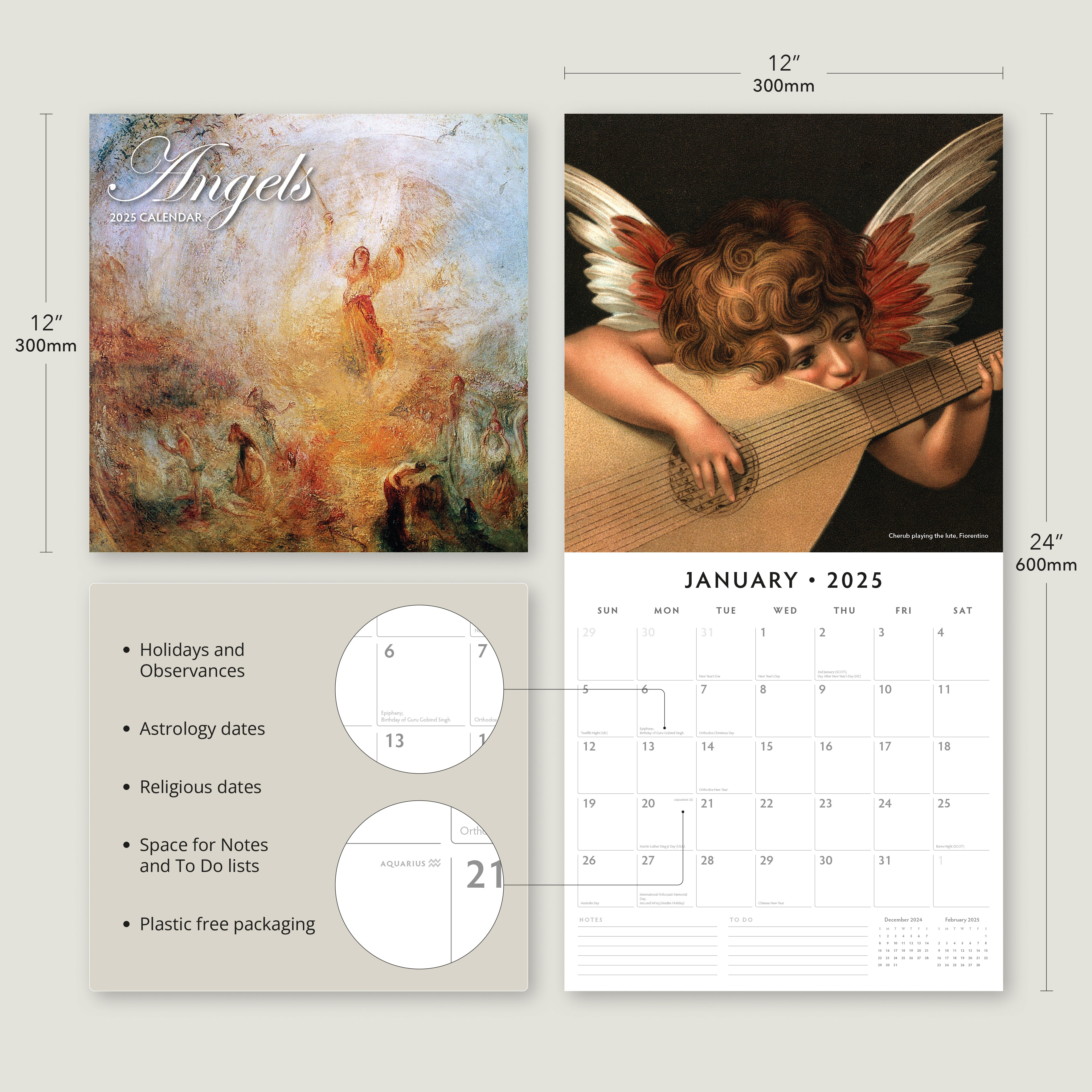 2025 Angels - Square Wall Calendar