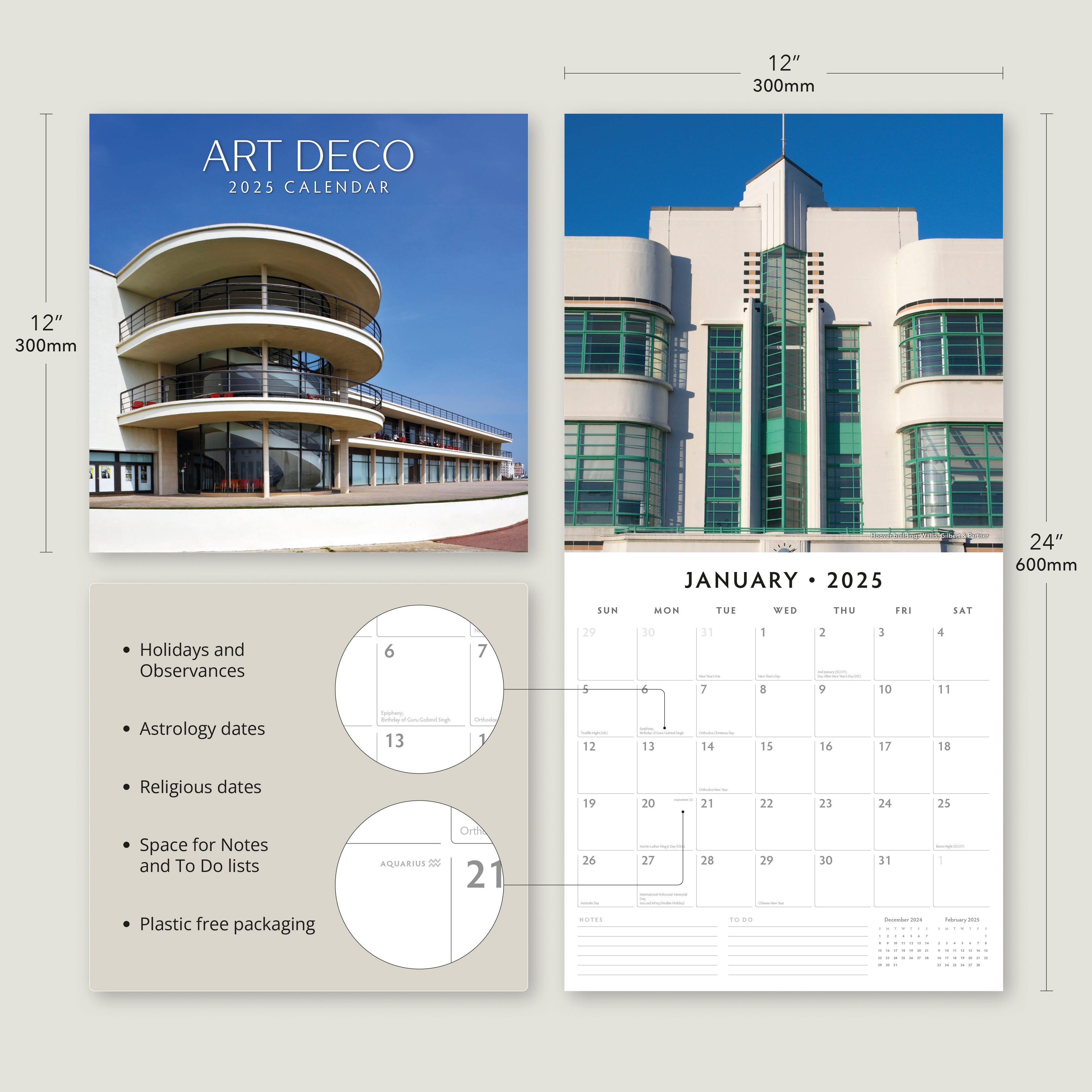 2025 Art Deco - Square Wall Calendar