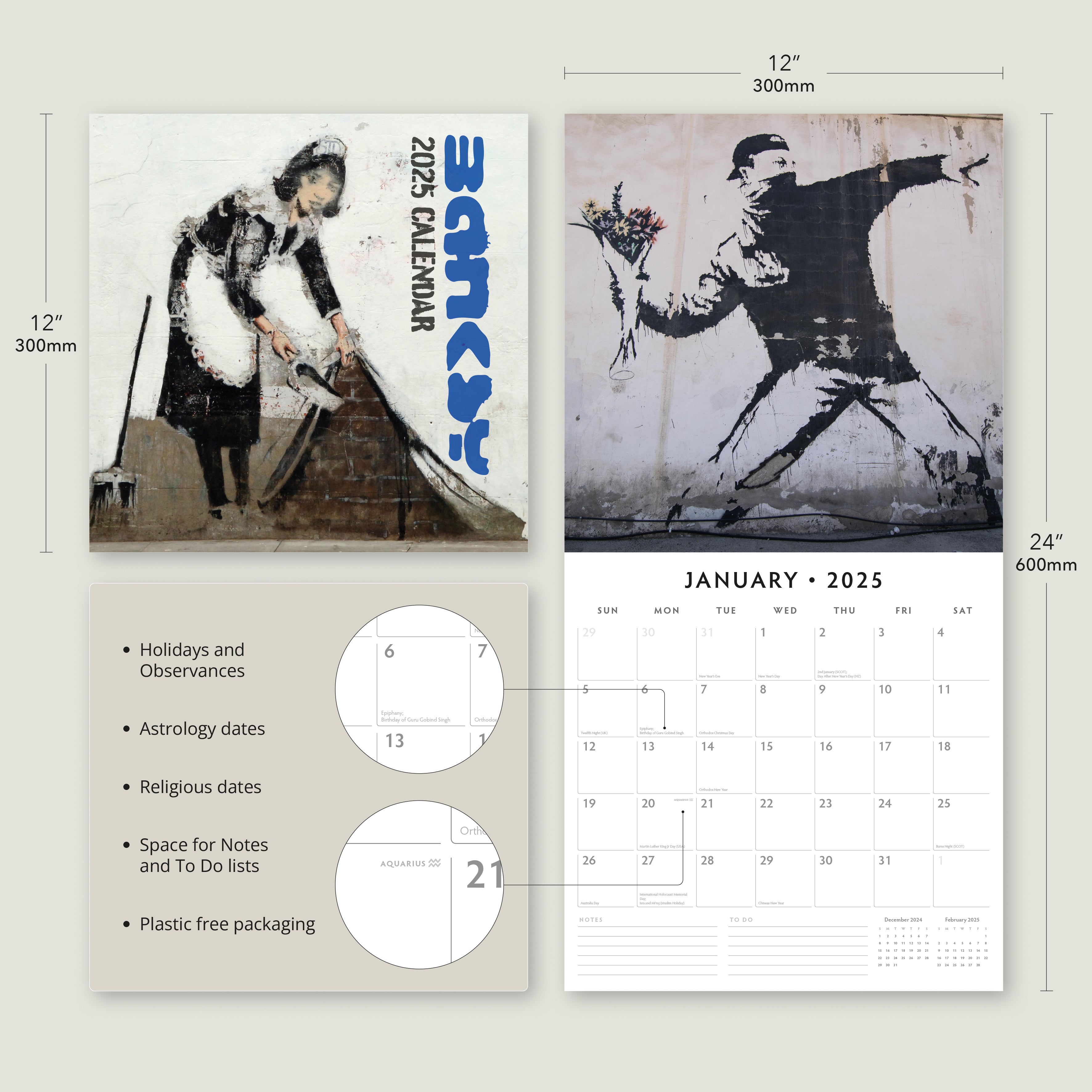 2025 Banksy - Square Wall Calendar