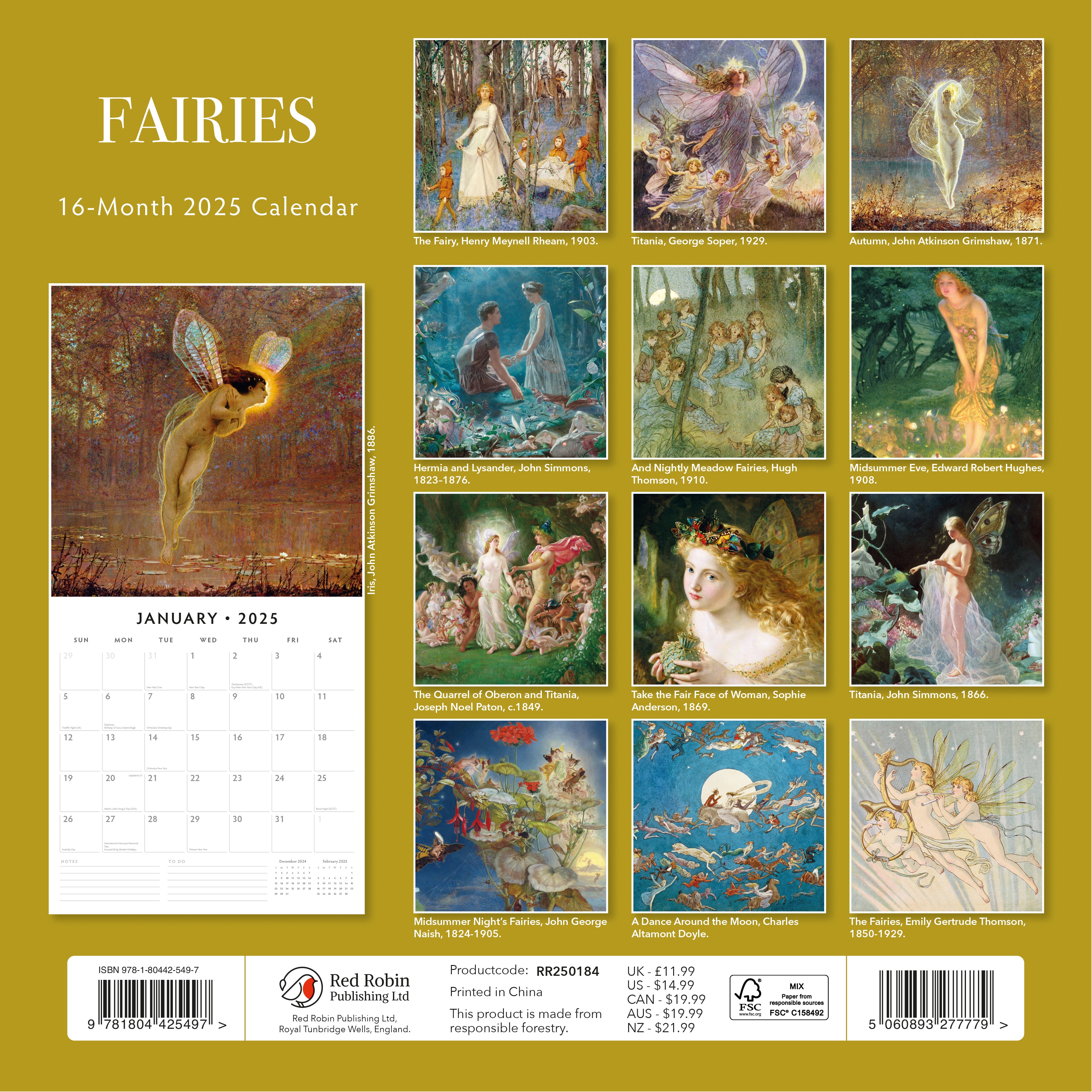 2025 Fairies - Square Wall Calendar