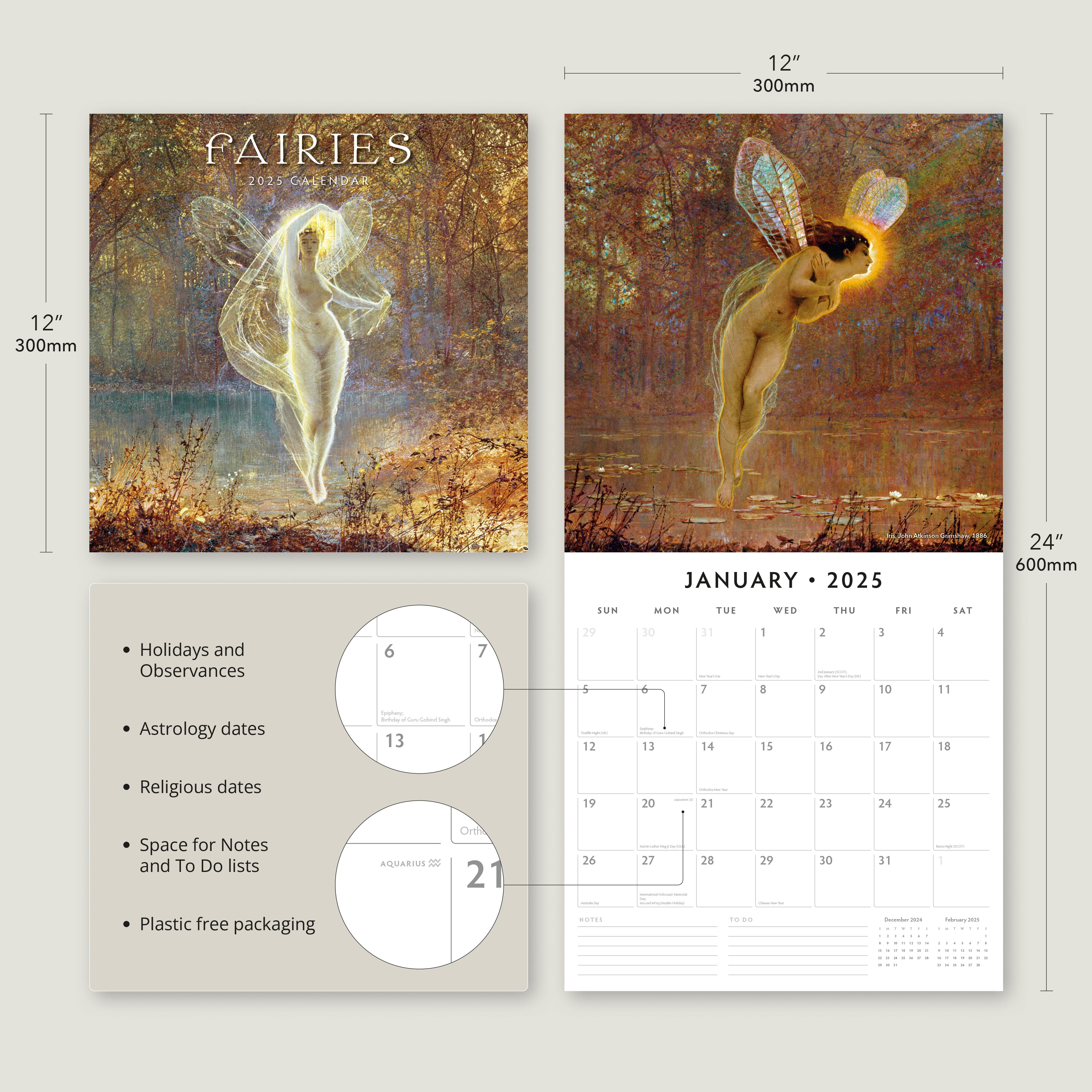 2025 Fairies - Square Wall Calendar