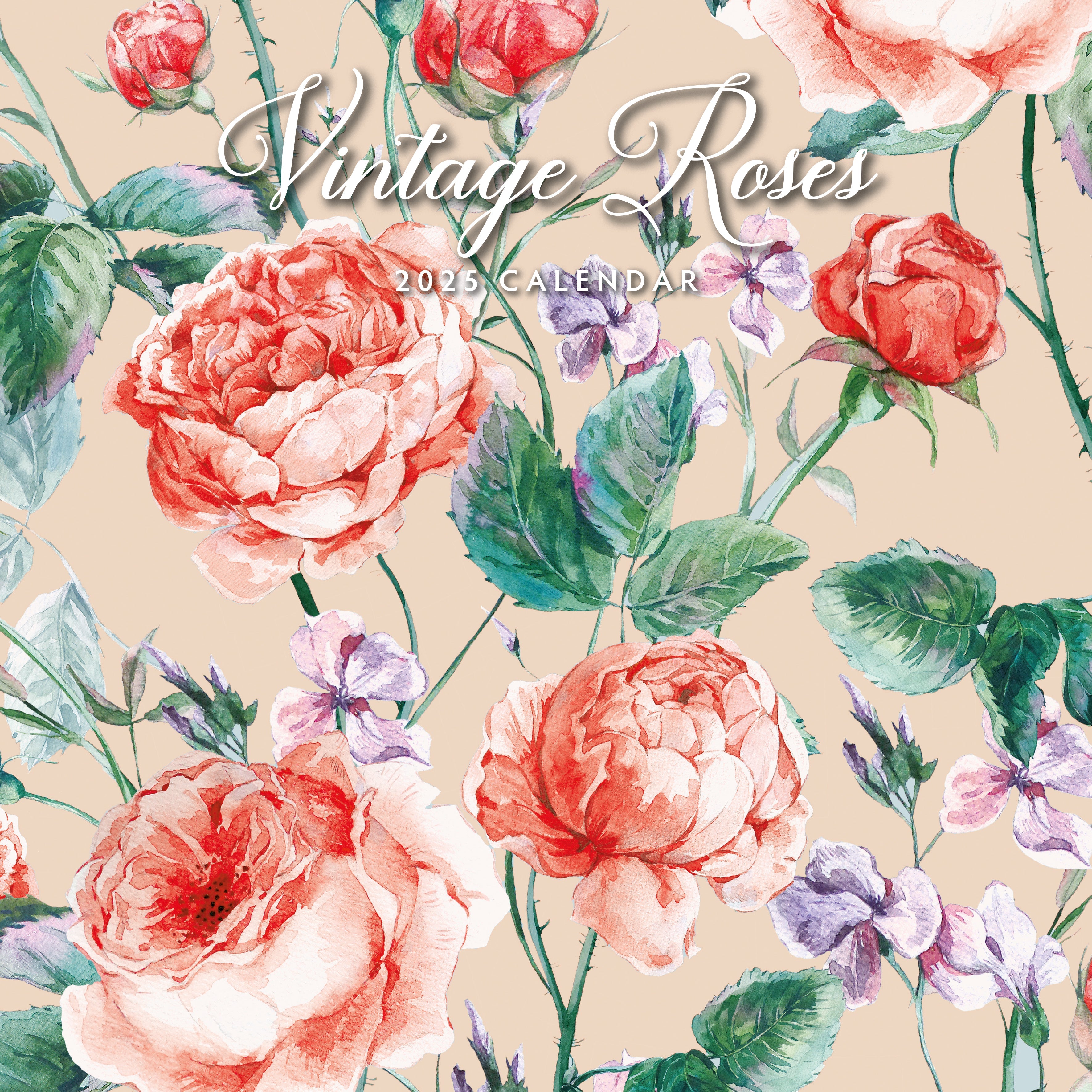 2025 Vintage Roses - Square Wall Calendar