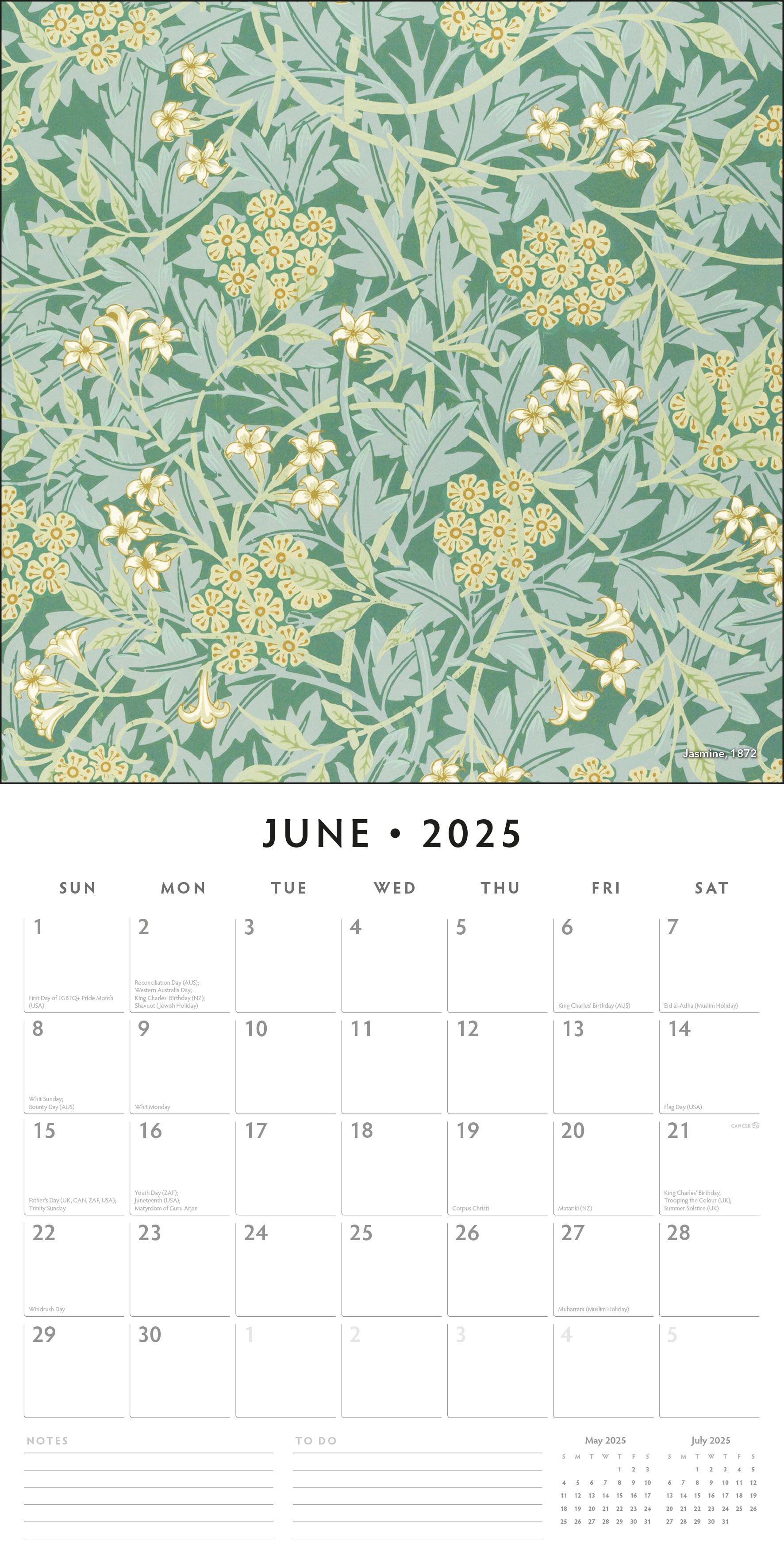 2025 William Morris - Square Wall Calendar