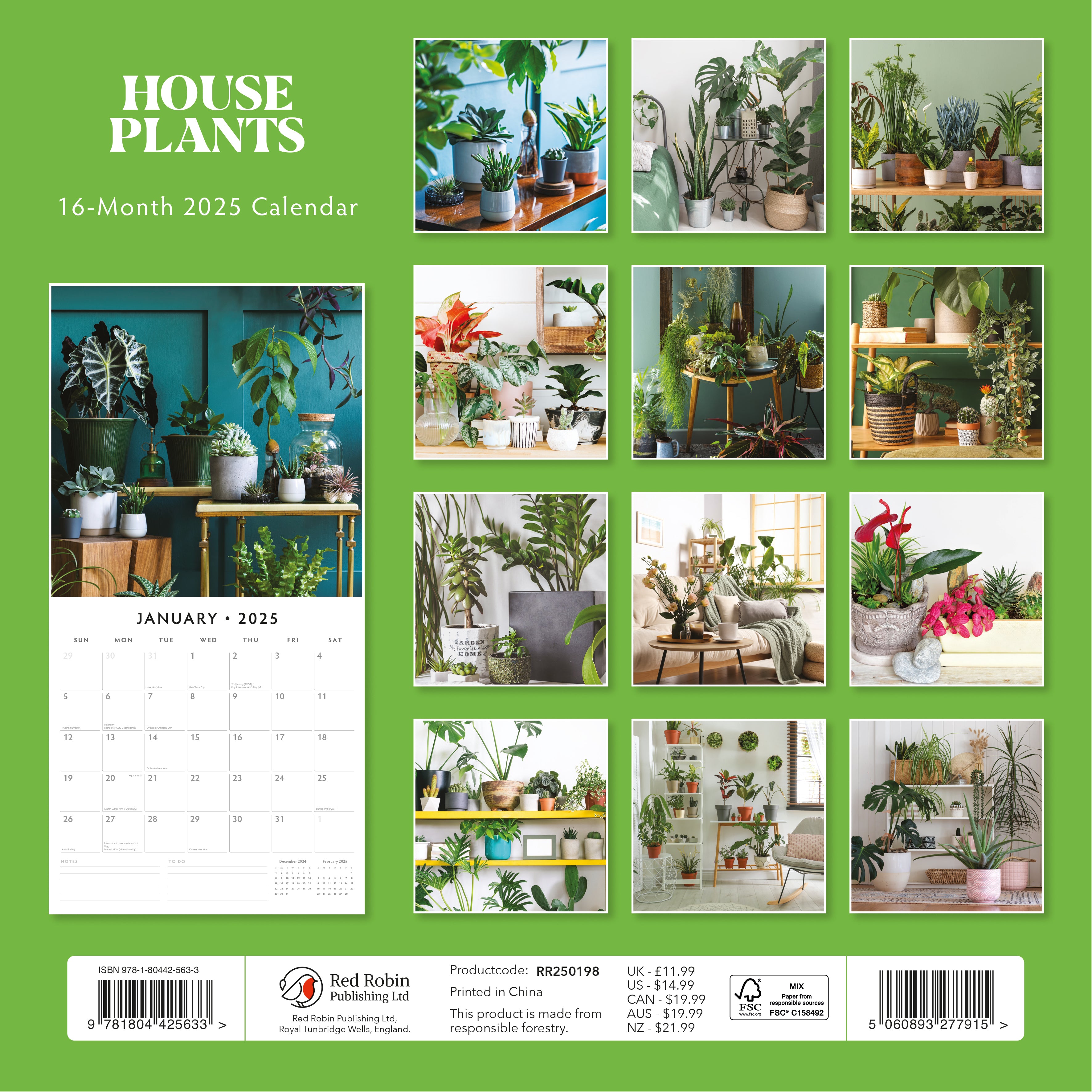 2025 House Plants - Square Wall Calendar