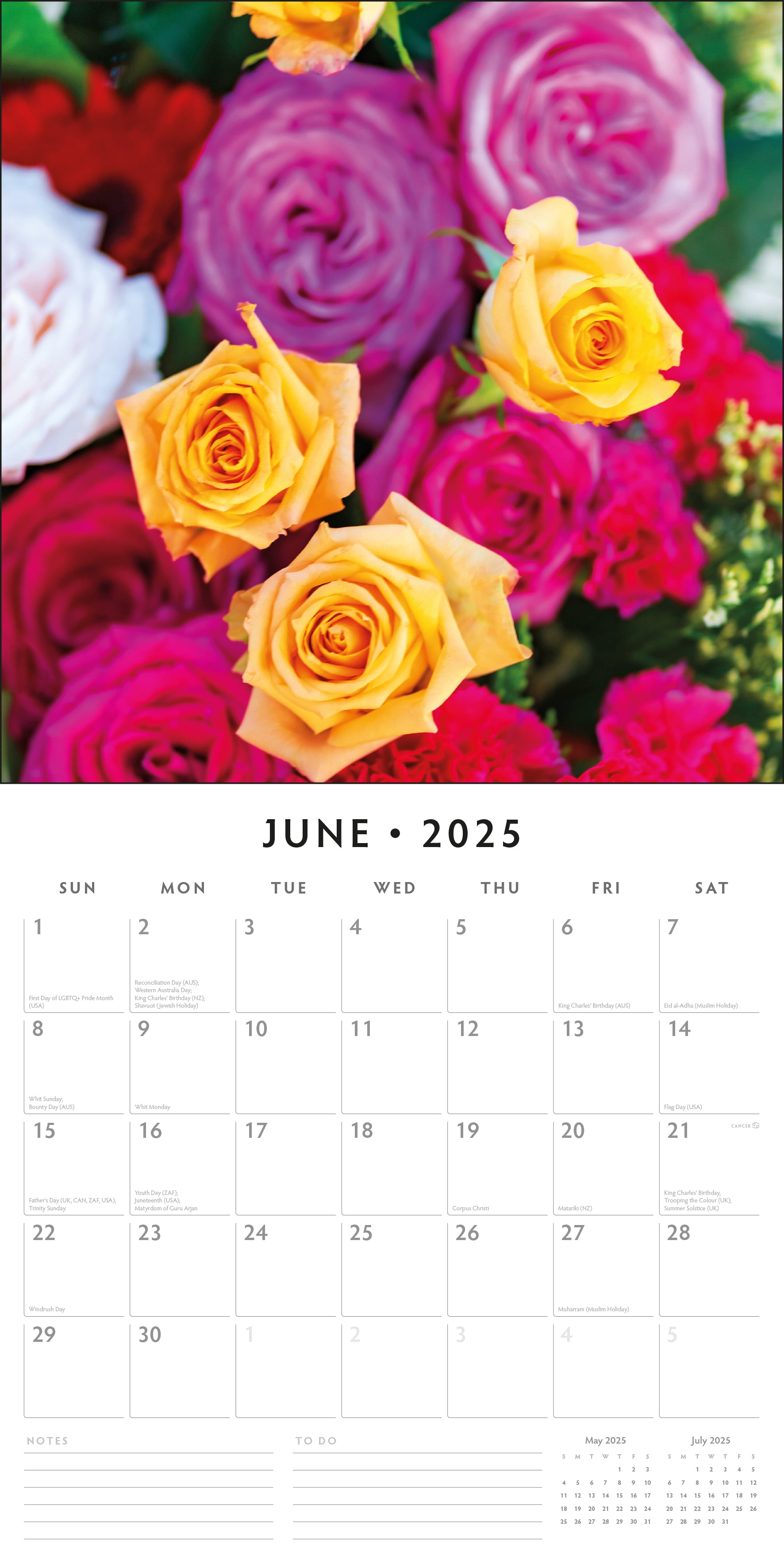 2025 Roses - Square Wall Calendar