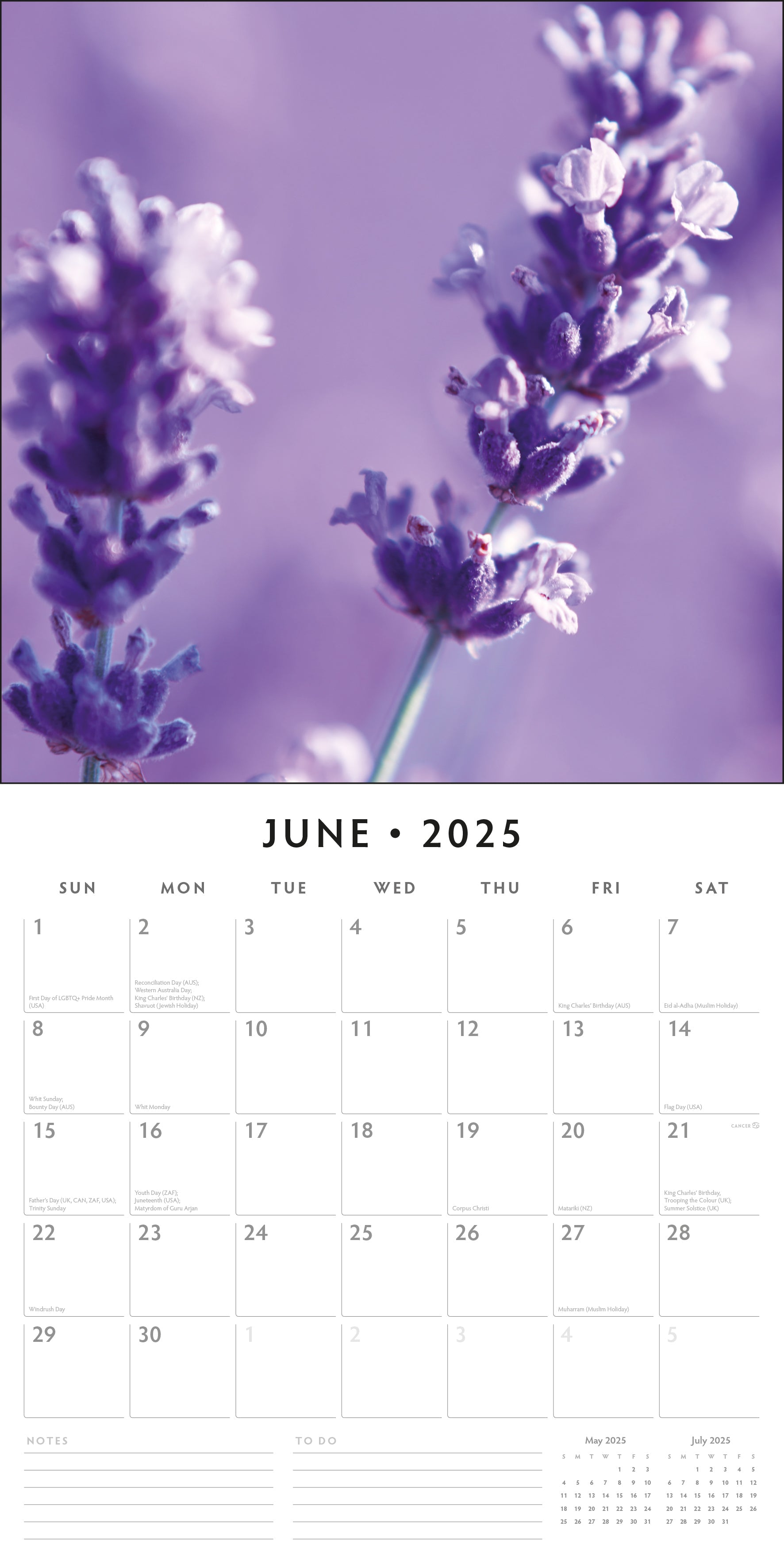 2025 Lavender - Square Wall Calendar