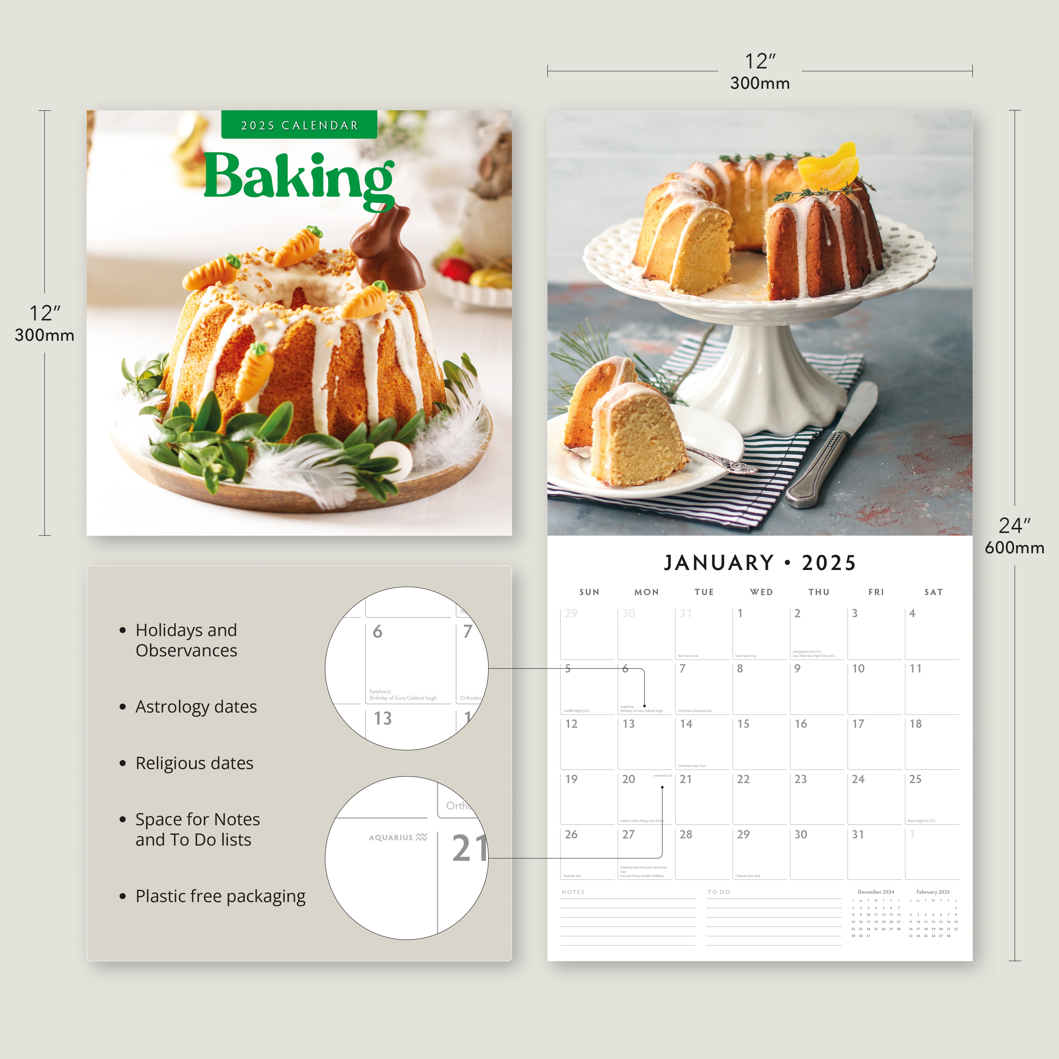 2025 Baking - Square Wall Calendar