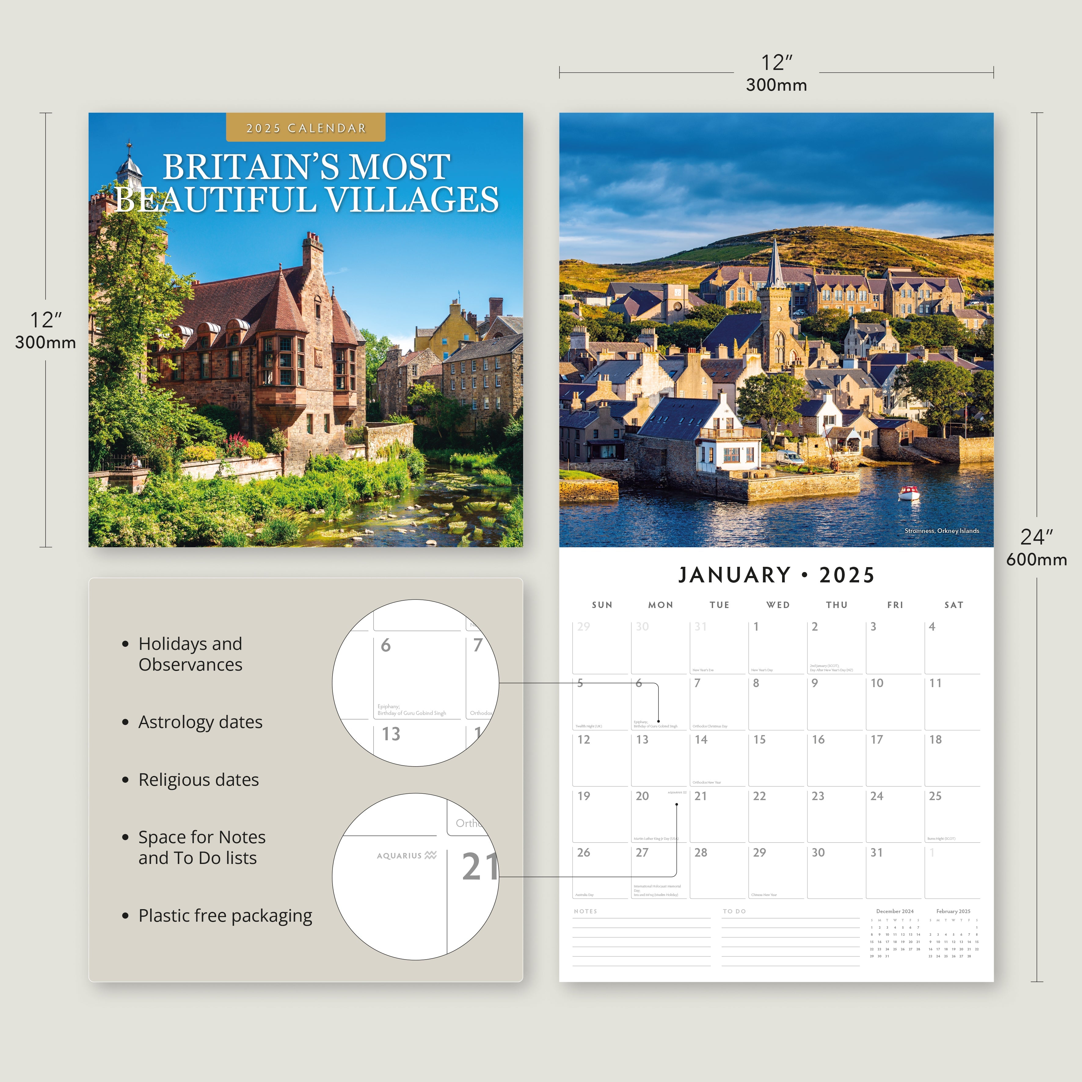 2025 Britain's Most Beautiful Villages - Square Wall Calendar