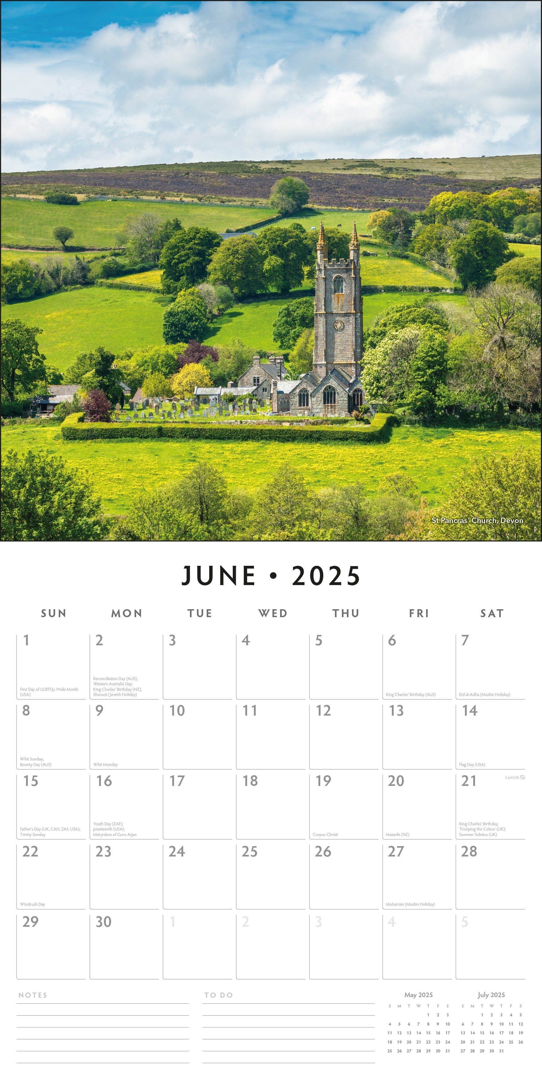 2025 Country Churches - Square Wall Calendar