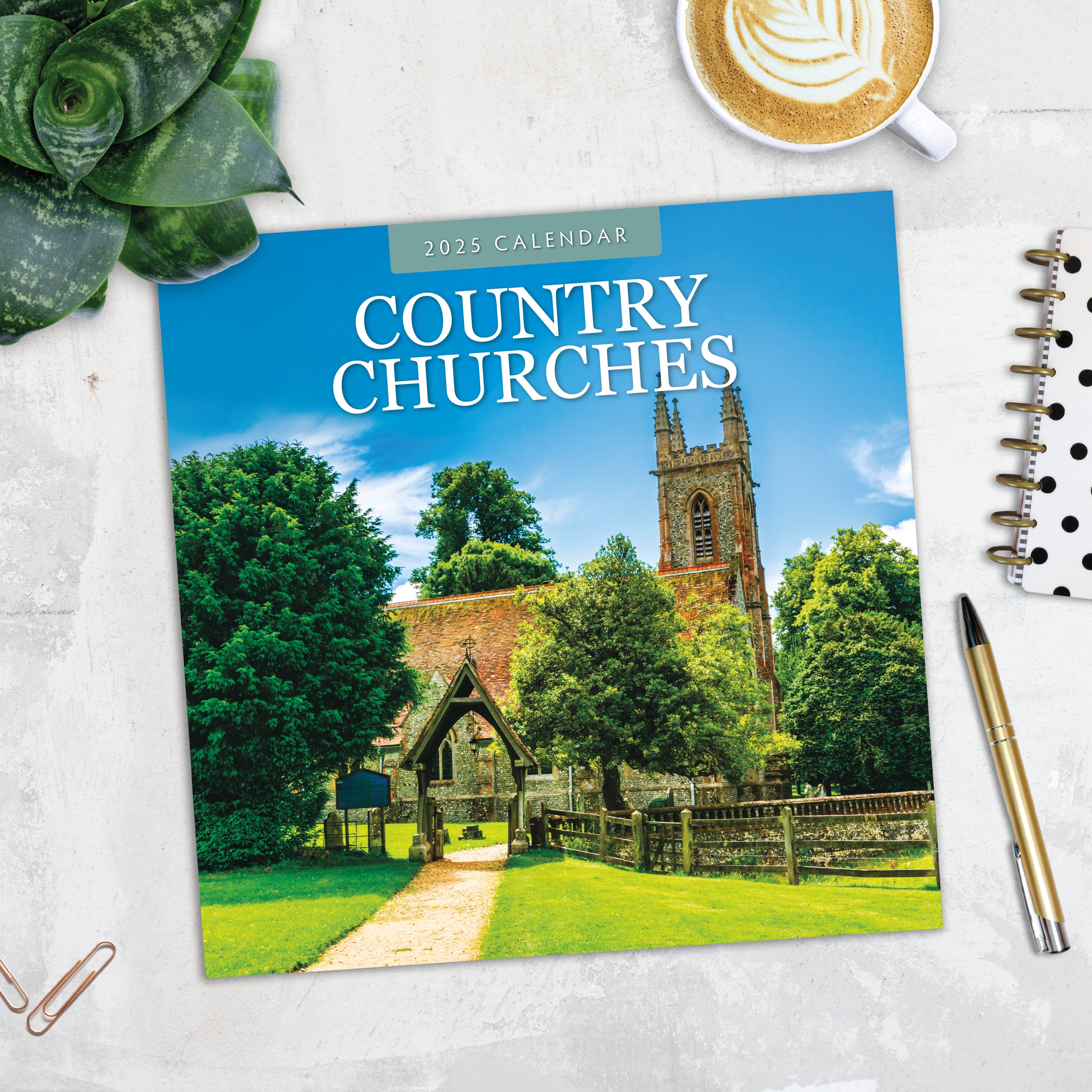 2025 Country Churches - Square Wall Calendar