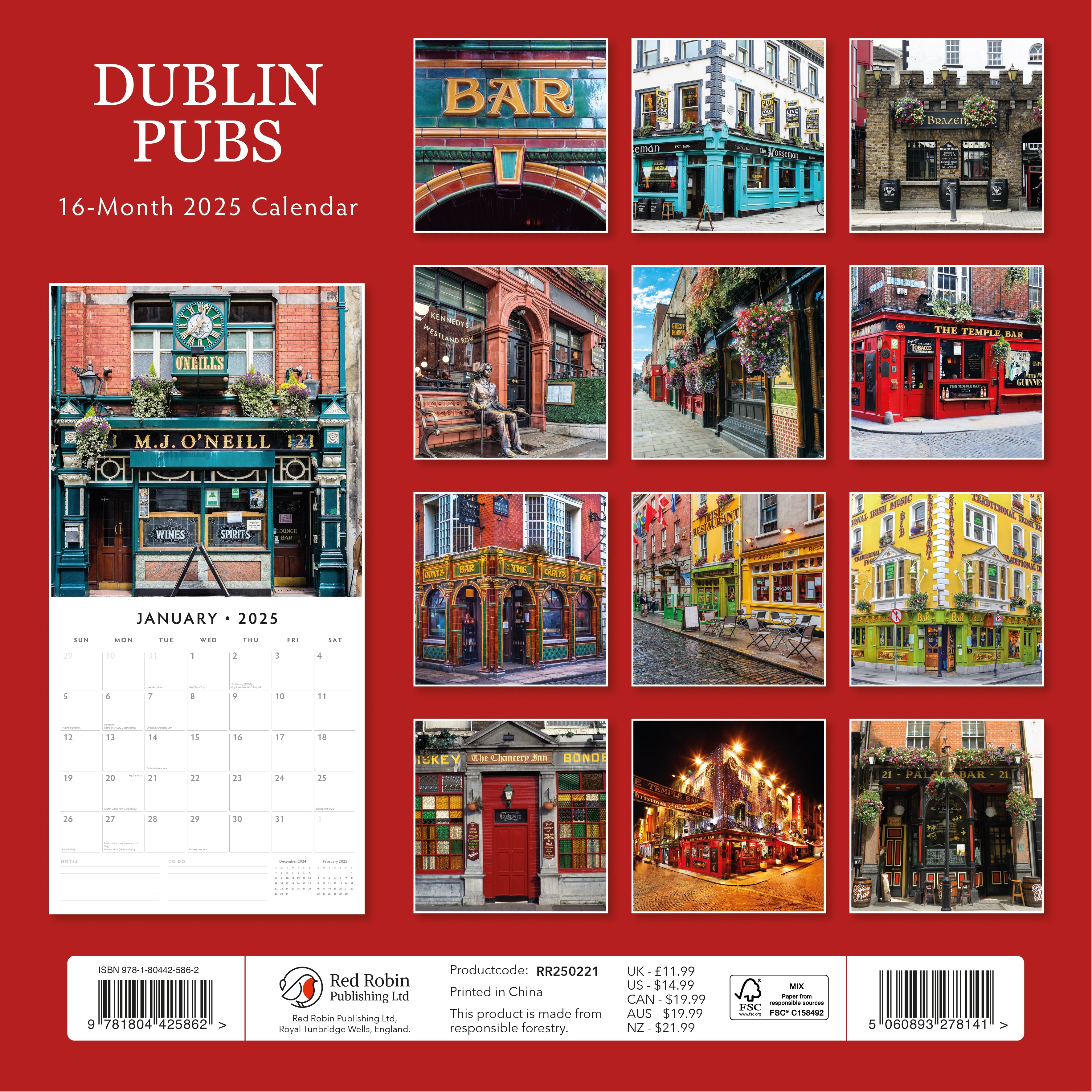 2025 Dublin Pubs - Square Wall Calendar