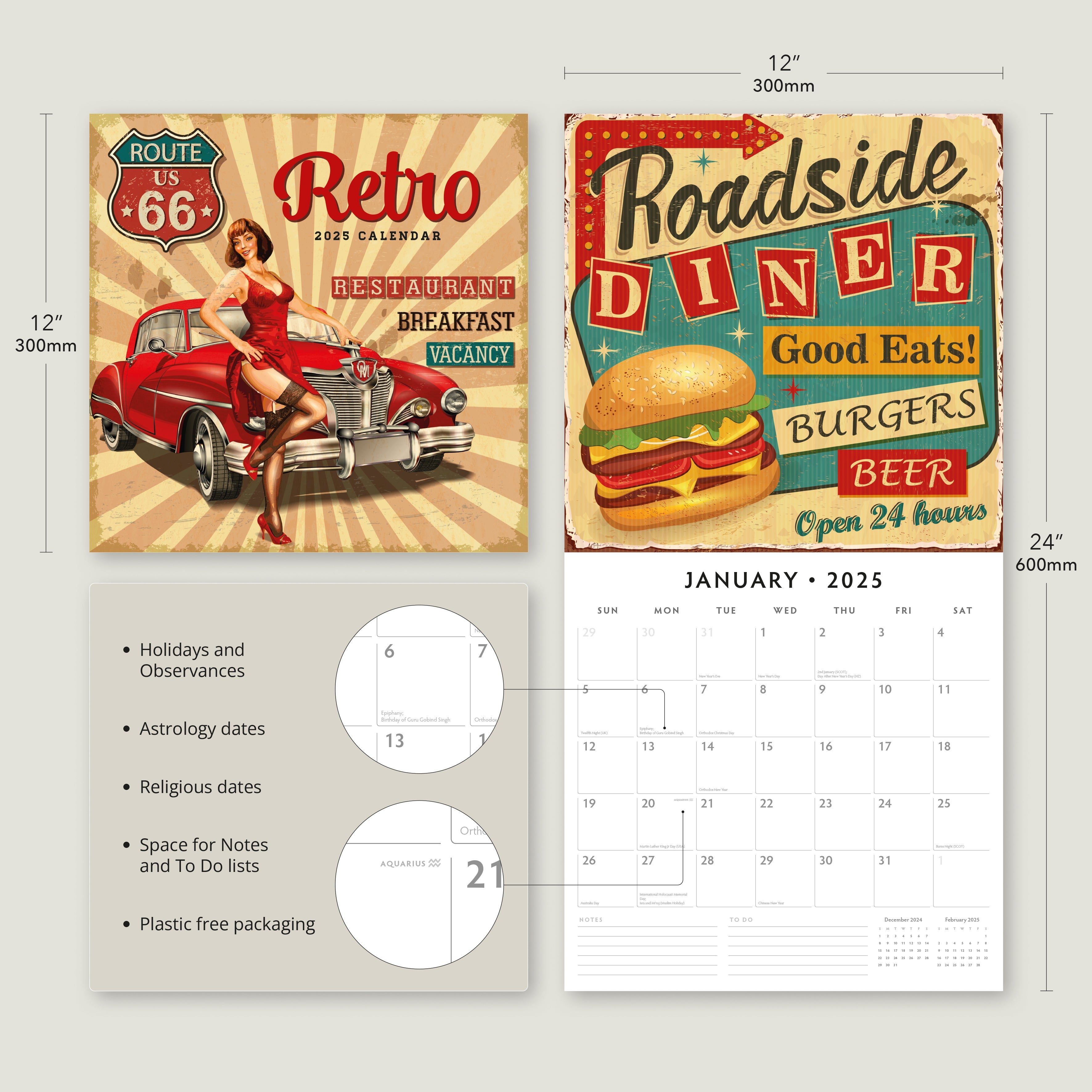 2025 Retro - Square Wall Calendar