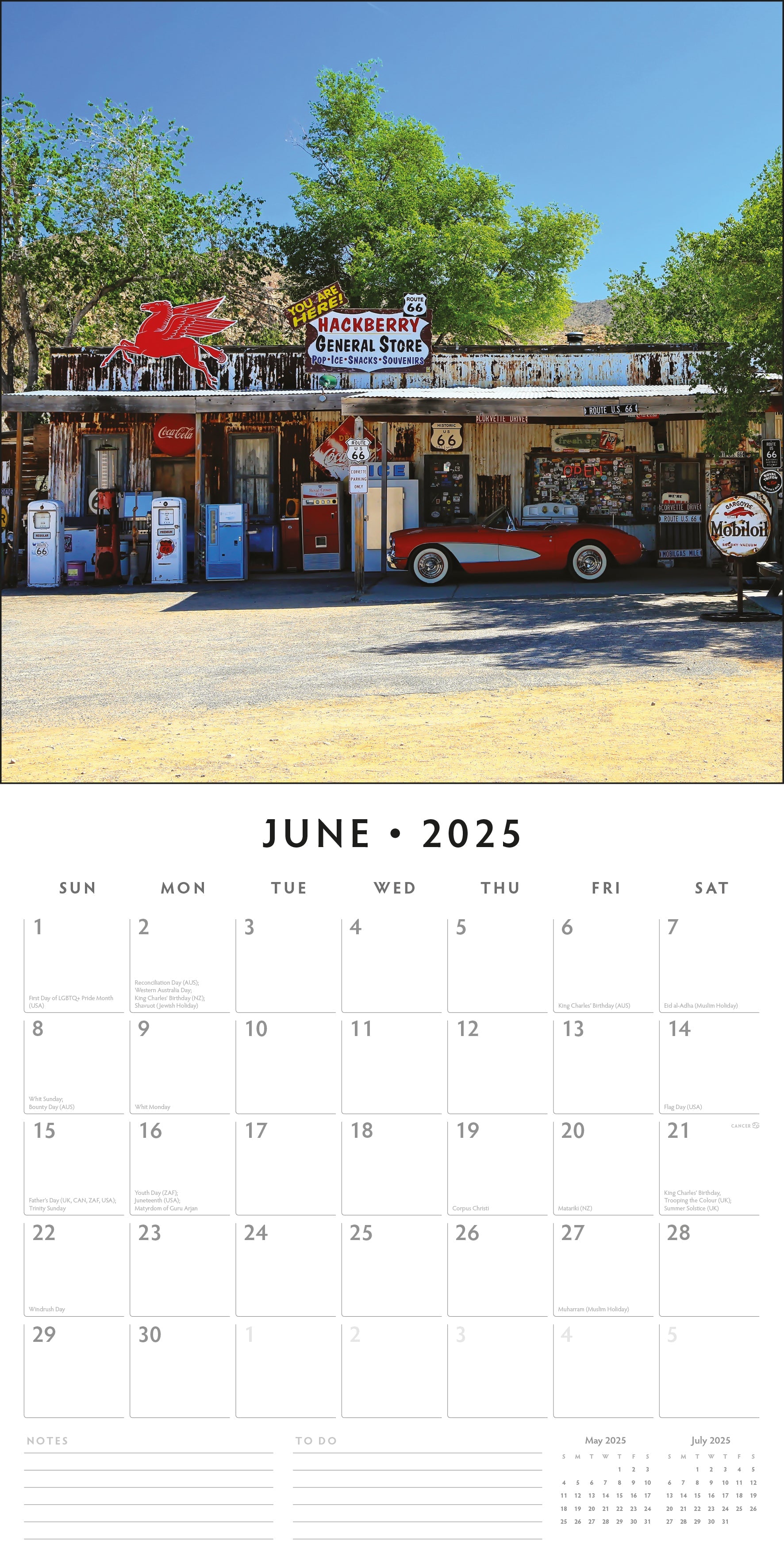 2025 Route 66 - Square Wall Calendar