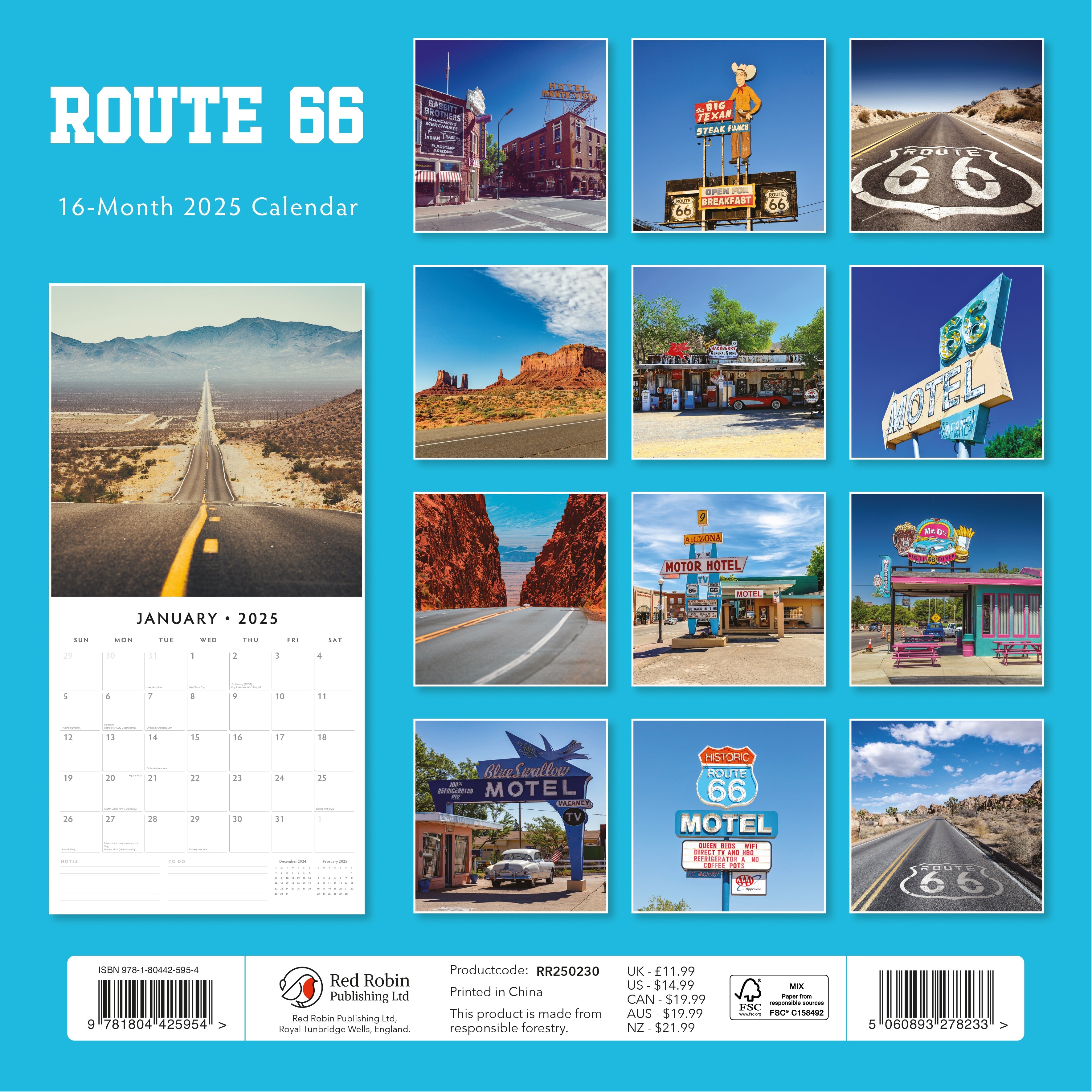 2025 Route 66 - Square Wall Calendar