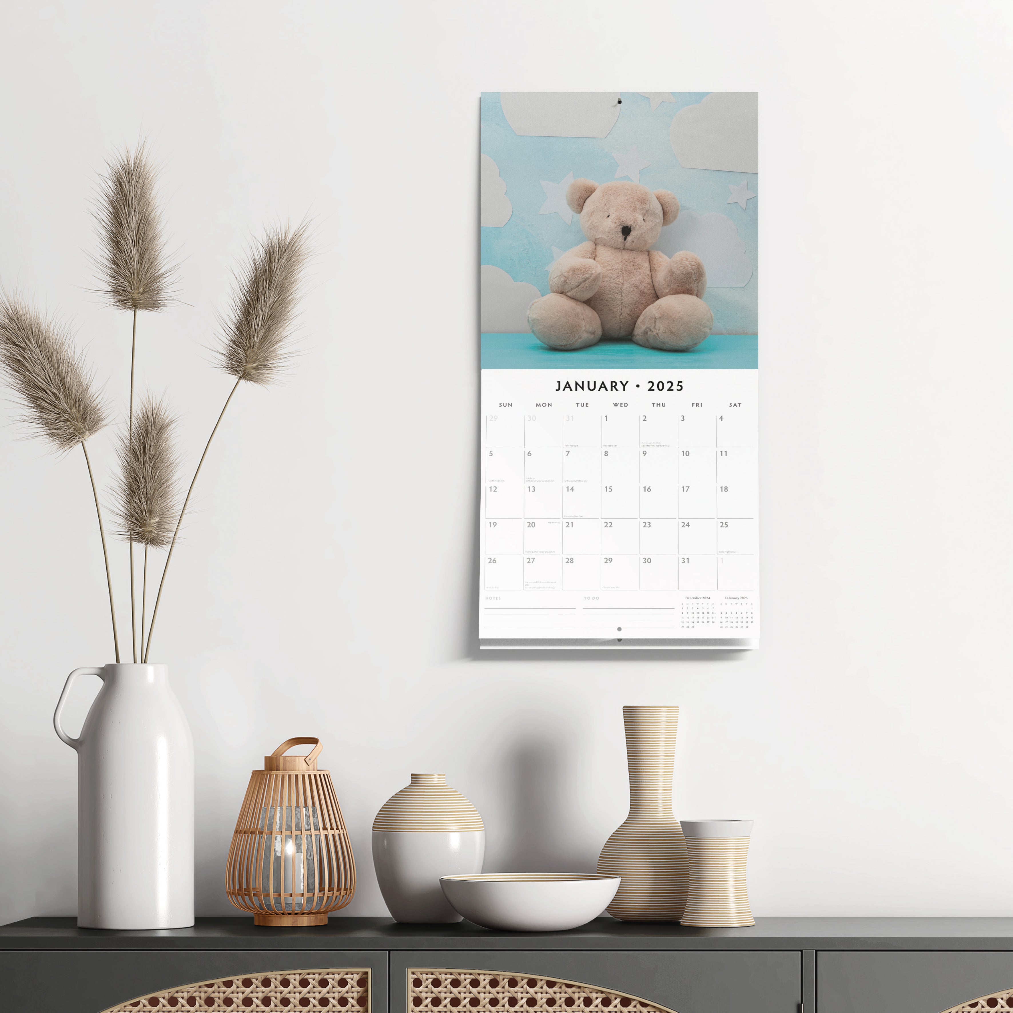 2025 Teddy Bears - Square Wall Calendar