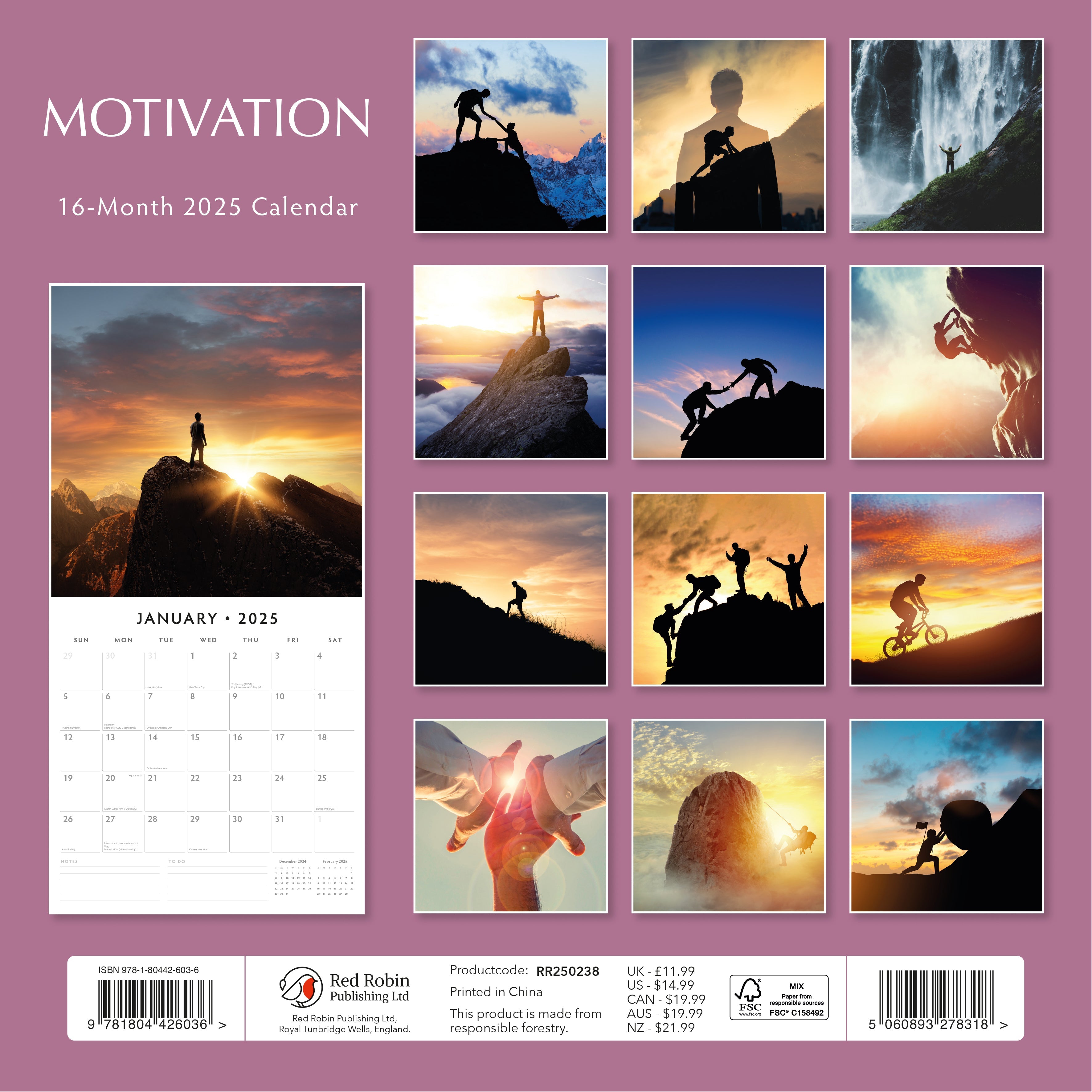 2025 Motivation - Square Wall Calendar