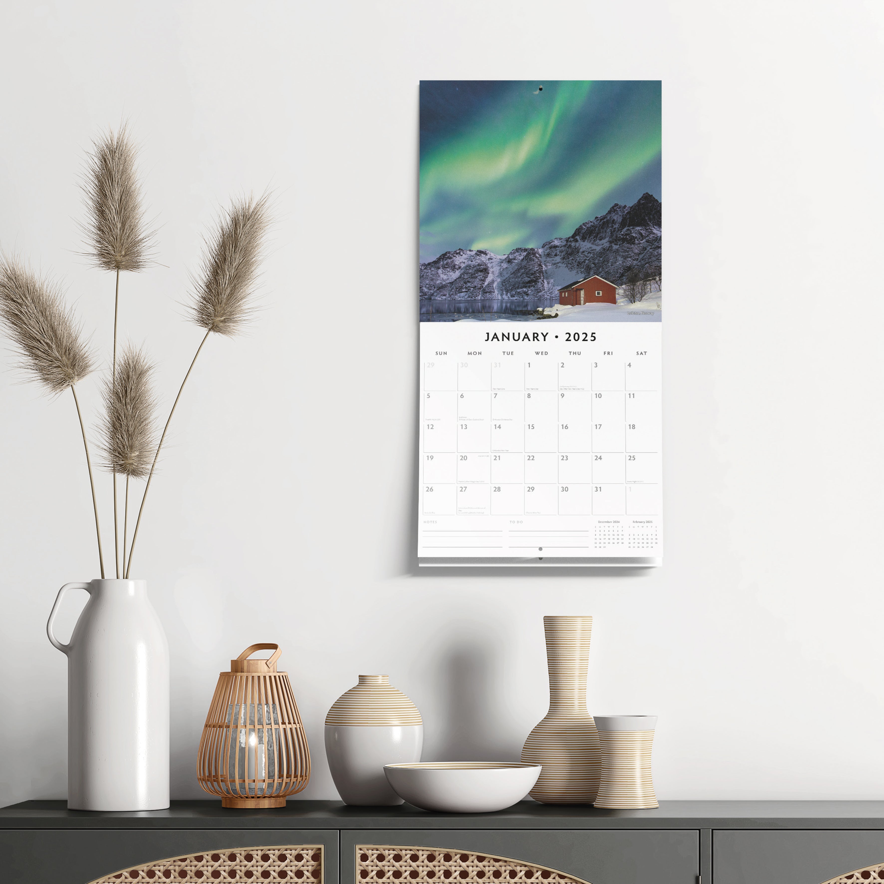 2025 Aurora Borealis - Square Wall Calendar