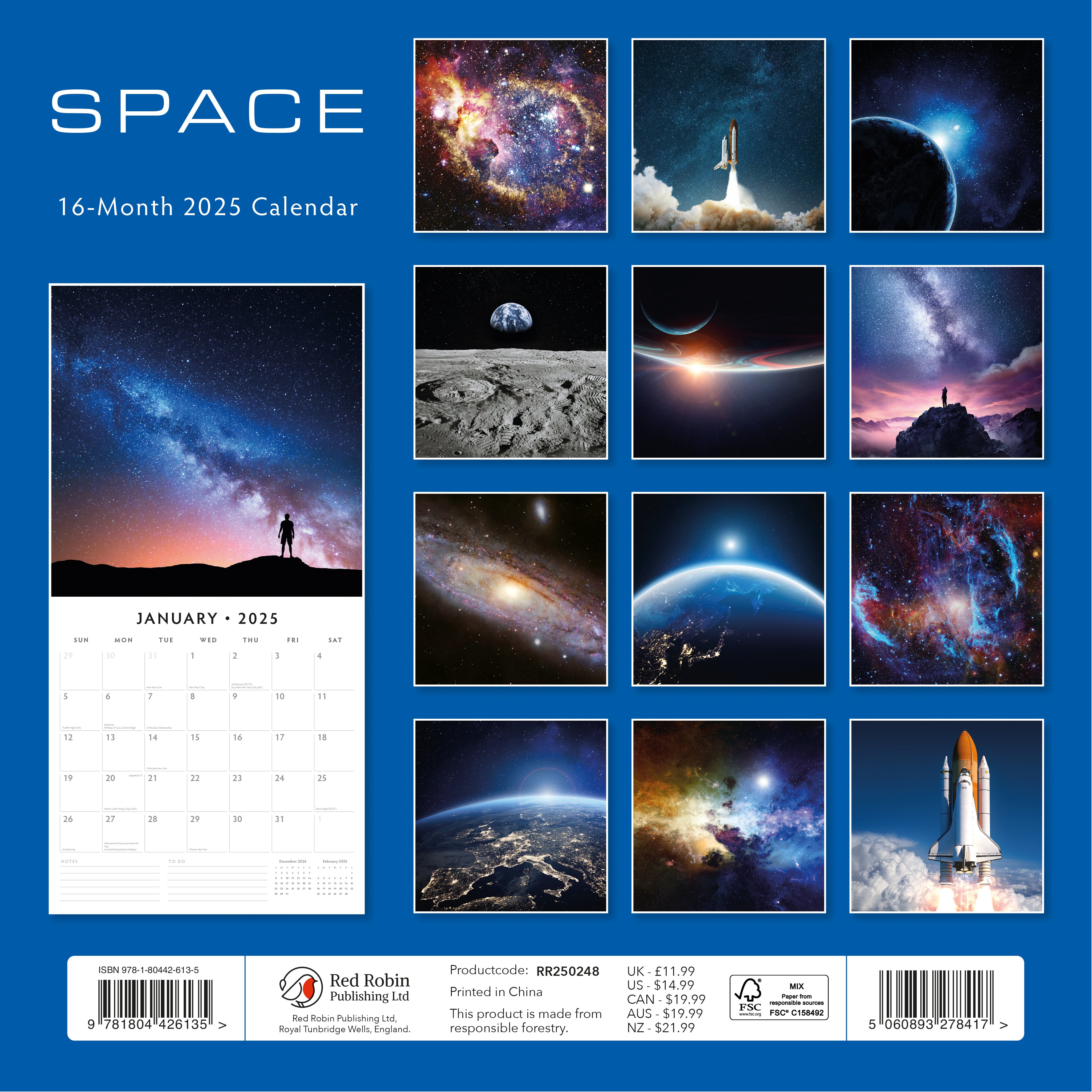 2025 Space - Square Wall Calendar